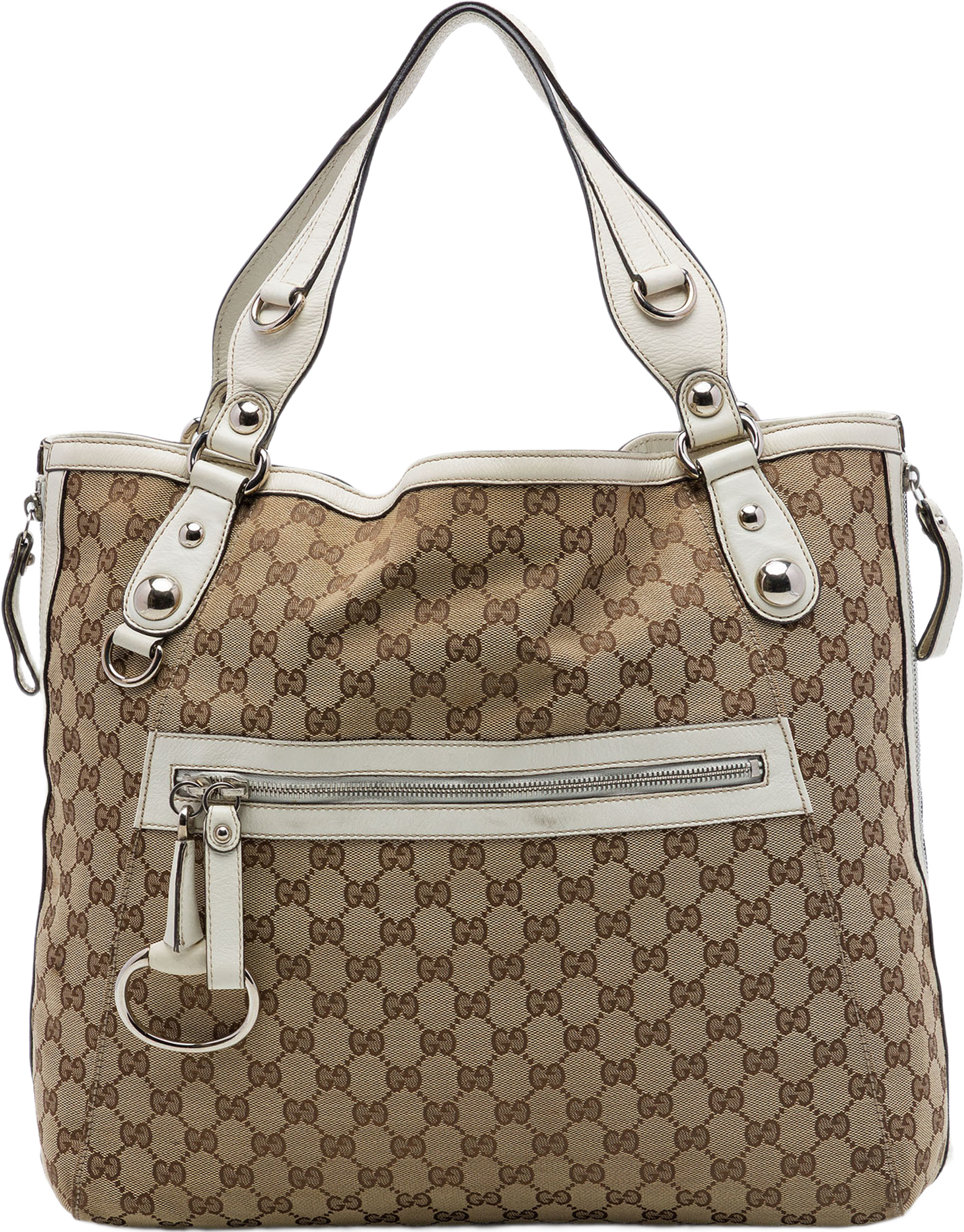 Gucci Gg Canvas Icon Bit Zip Tote, från Luxclusif, i färgen beige. Klicka för att öppna bilden i stort format