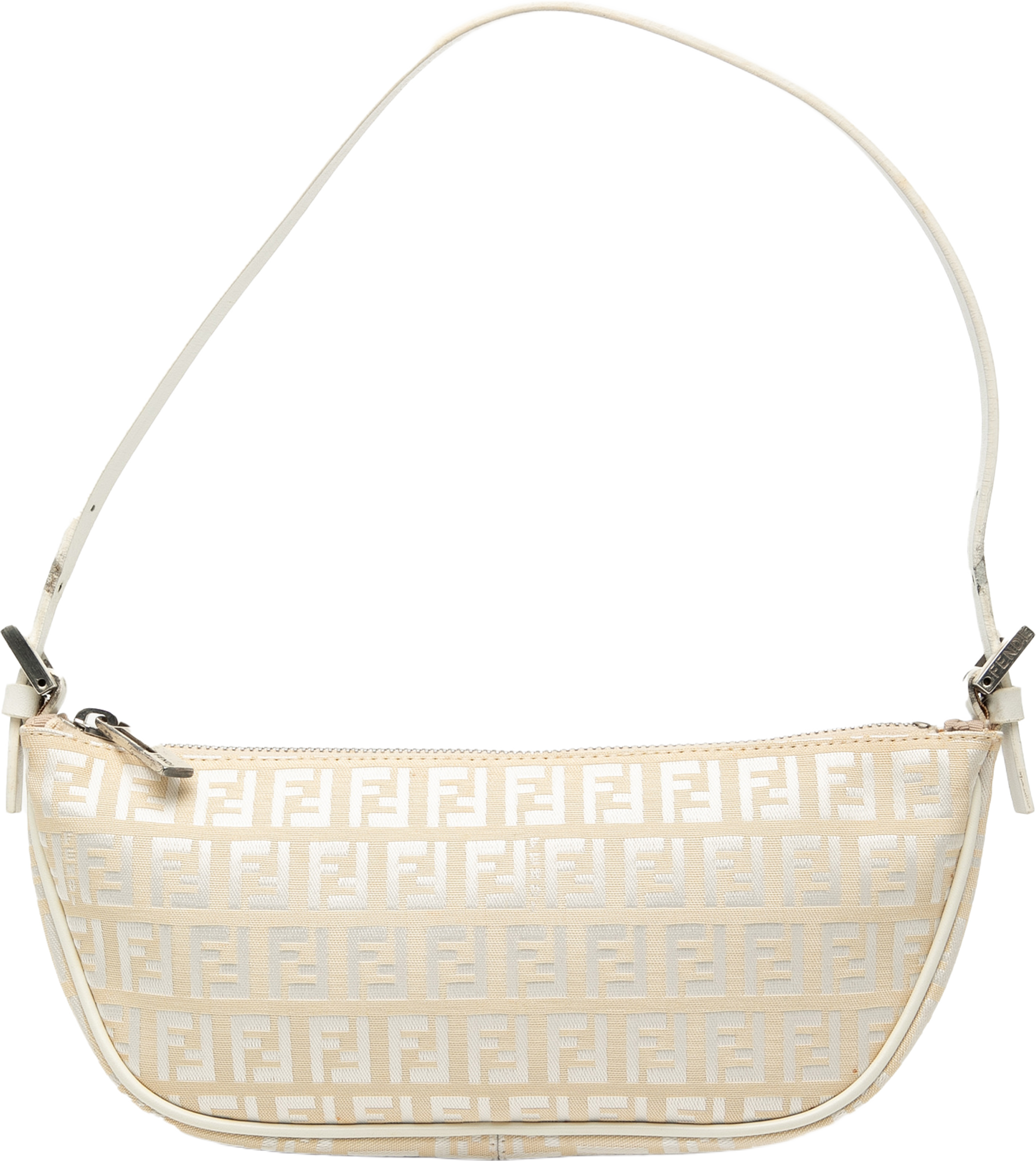 Fendi Zucchino Canvas Shoulder Bag, från Luxclusif, i färgen light beige. Klicka för att öppna bilden i stort format