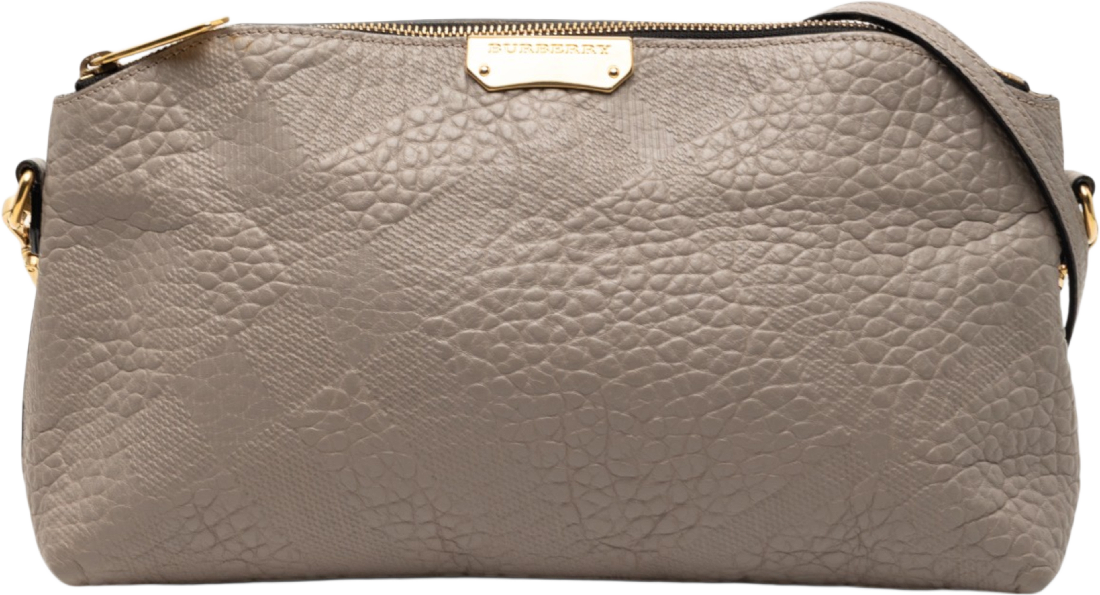 Burberry Small Grain Check Embossed Leather Chichester Crossbody, från Luxclusif, i färgen light gray. Klicka för att öppna bilden i stort format