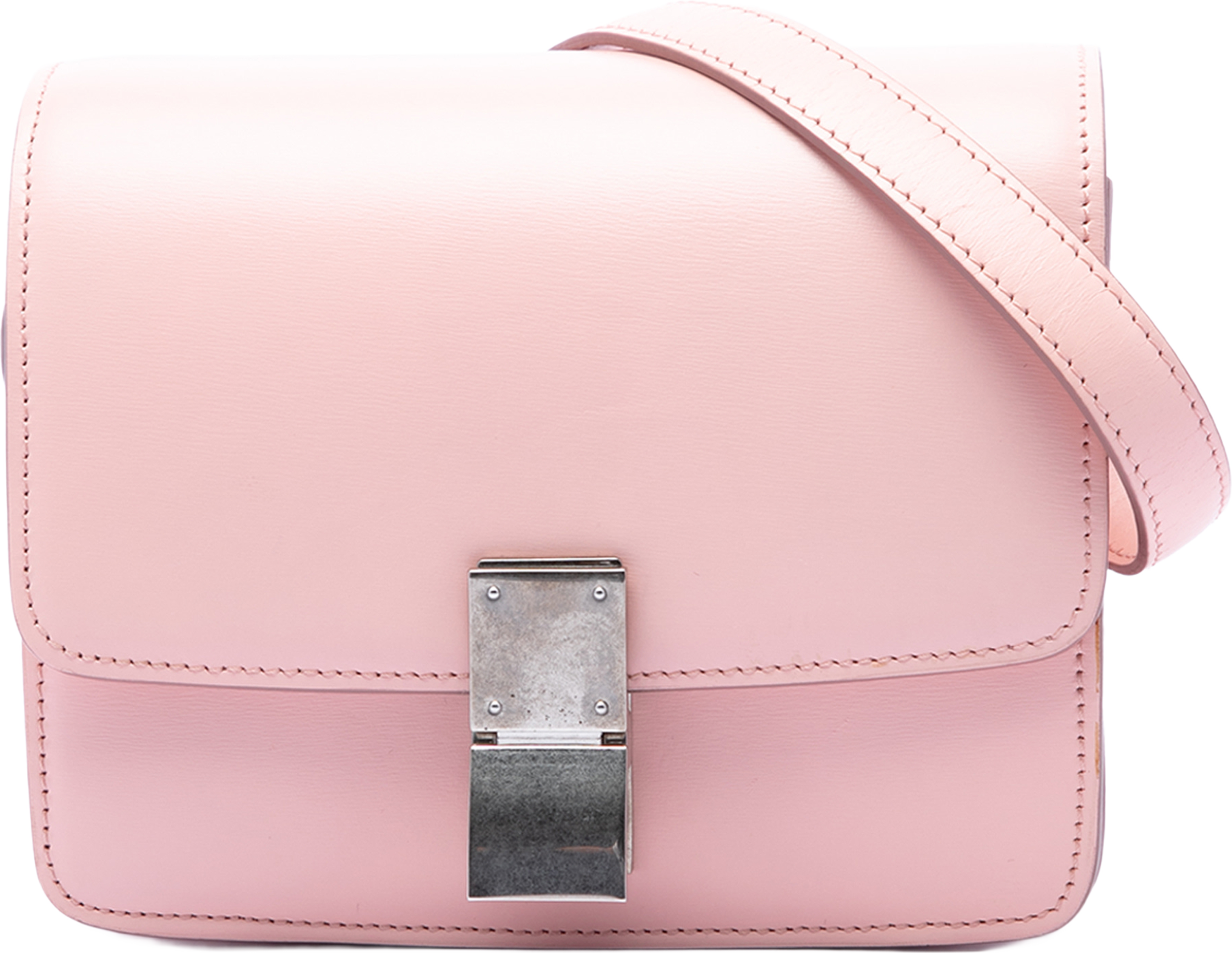 Celine Small Calfskin Classic Box, från Luxclusif, i färgen rosa. Klicka för att öppna bilden i stort format