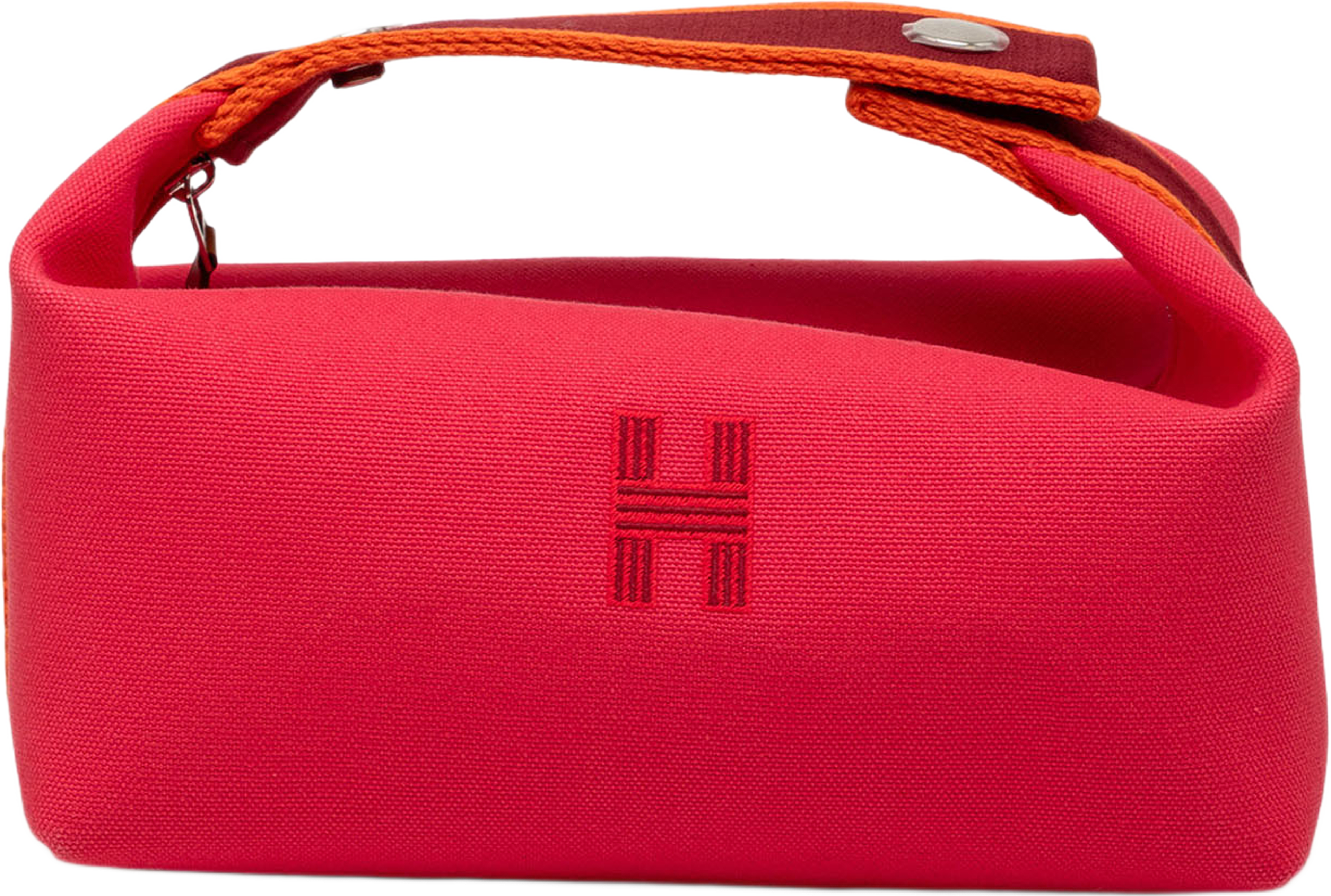 Hermès Small Toile Bride A Brac Case, från Luxclusif, i färgen rosa. Klicka för att öppna bilden i stort format