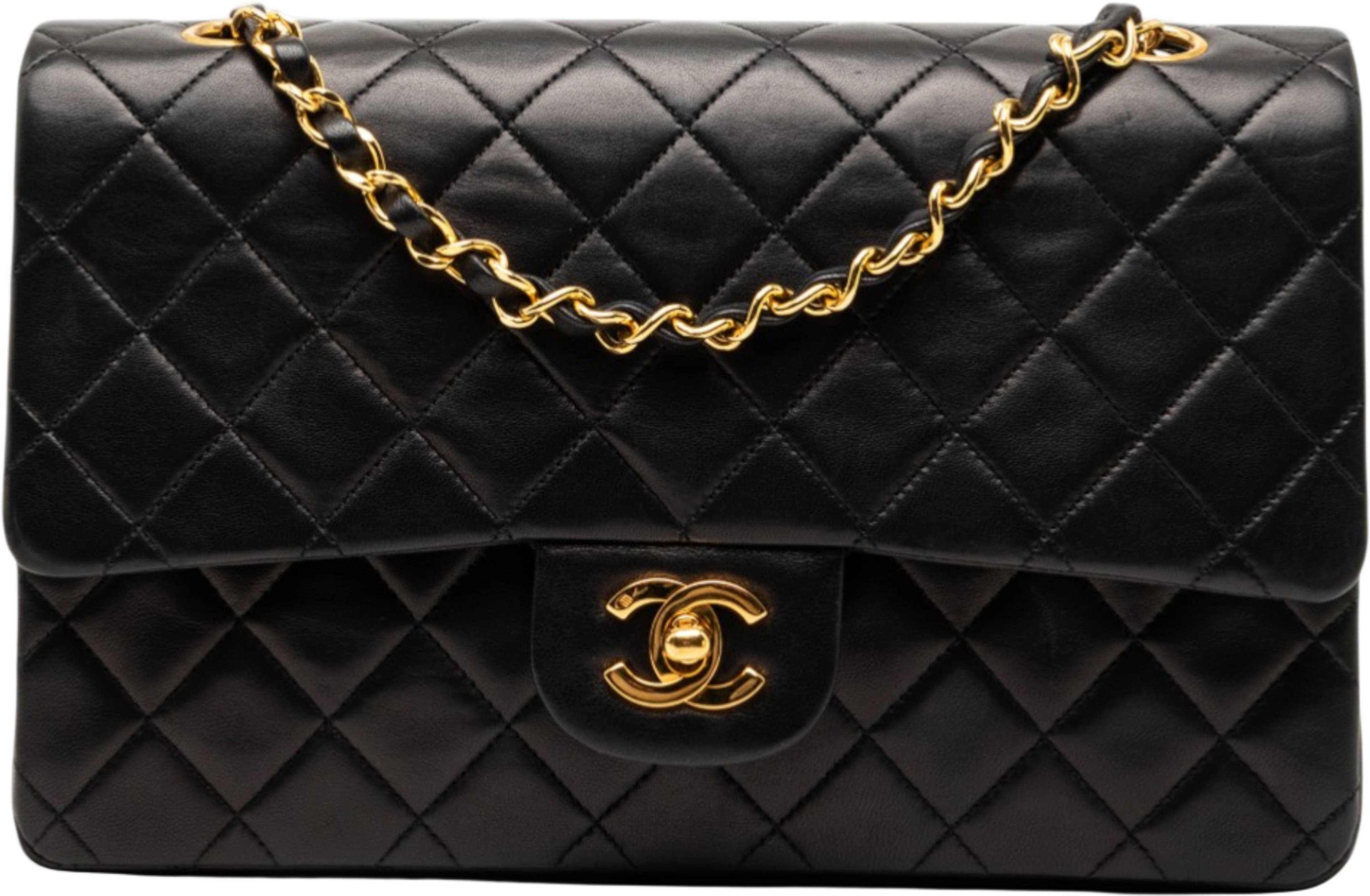 Chanel Medium Classic Lambskin Double Flap, från Luxclusif, i färgen black. Klicka för att öppna bilden i stort format