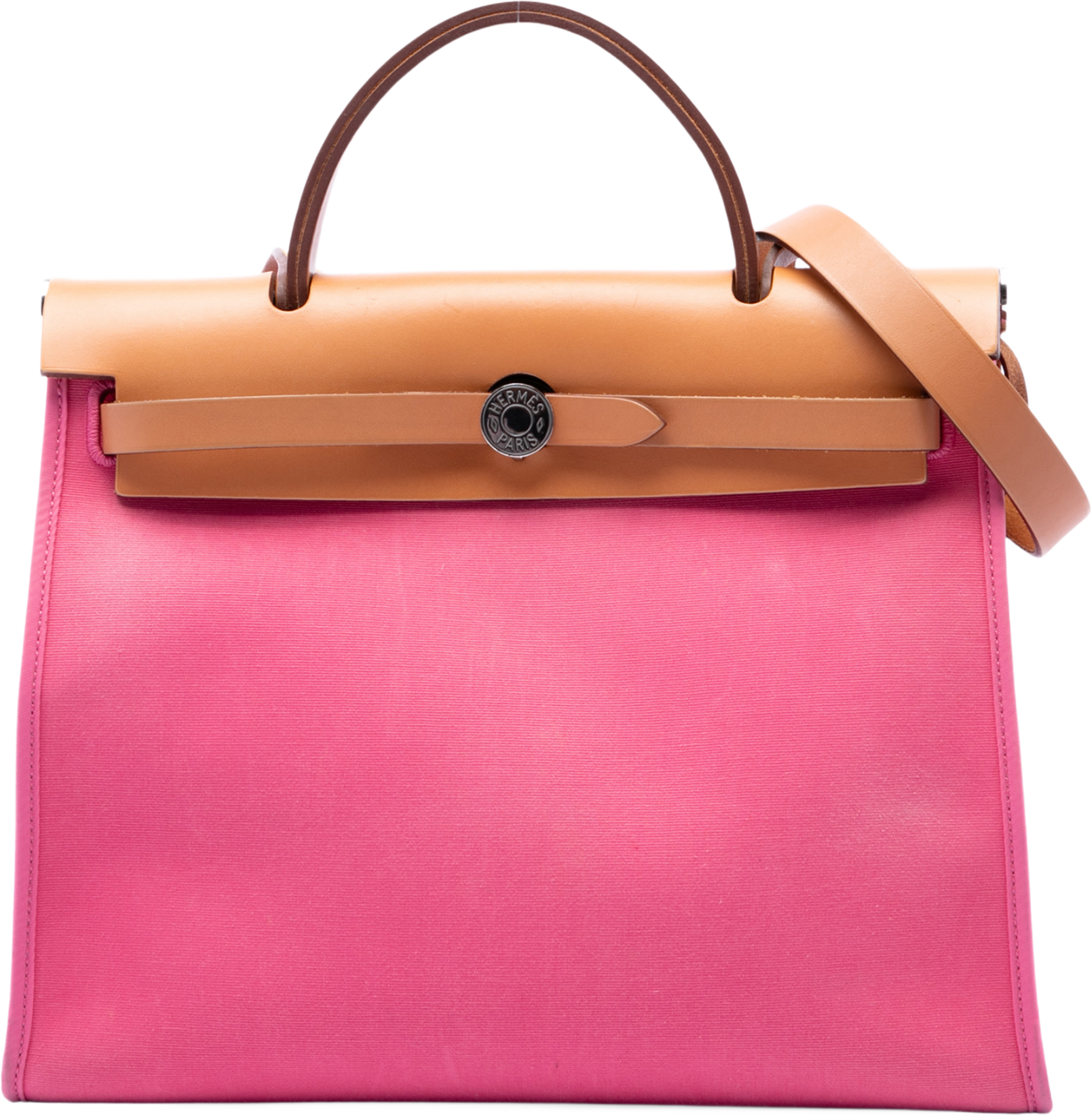 Hermès Toile Herbag Zip 31, från Luxclusif, i färgen rosa. Klicka för att öppna bilden i stort format