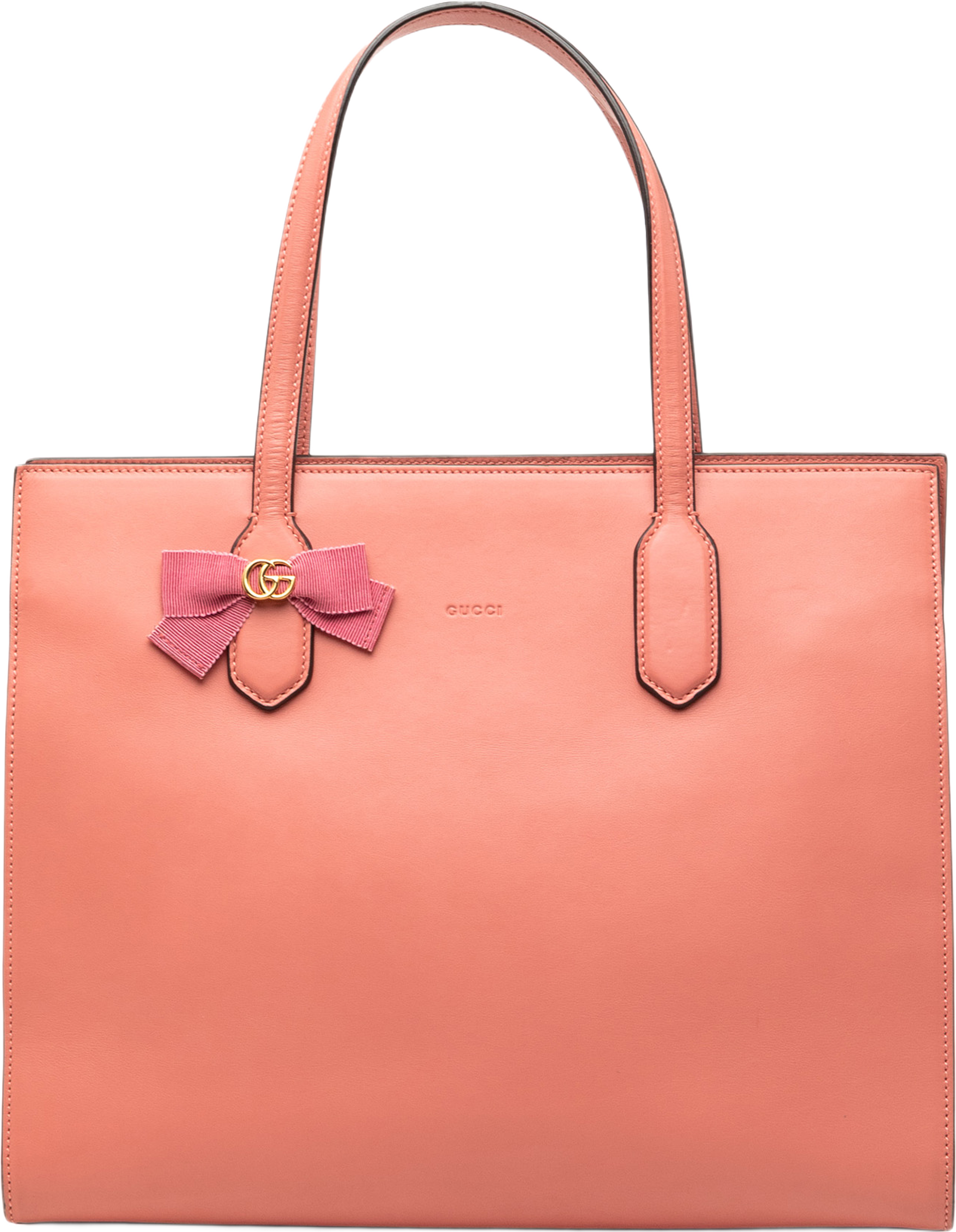 Gucci Gg Marmont Calfskin Ribbon Tote, från Luxclusif, i färgen rosa. Klicka för att öppna bilden i stort format