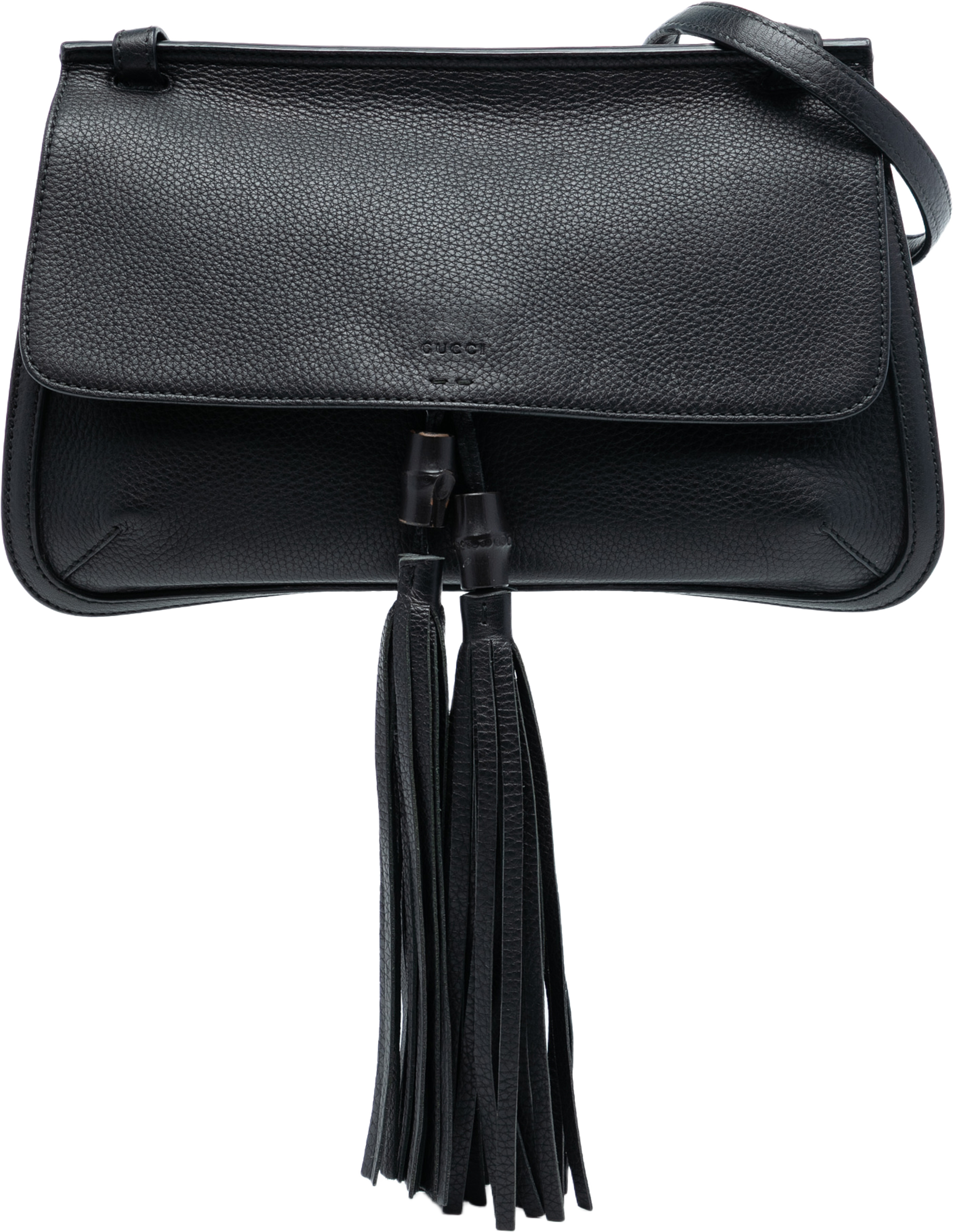 Gucci Medium Leather Bamboo Daily Crossbody, från Luxclusif, i färgen black. Klicka för att öppna bilden i stort format