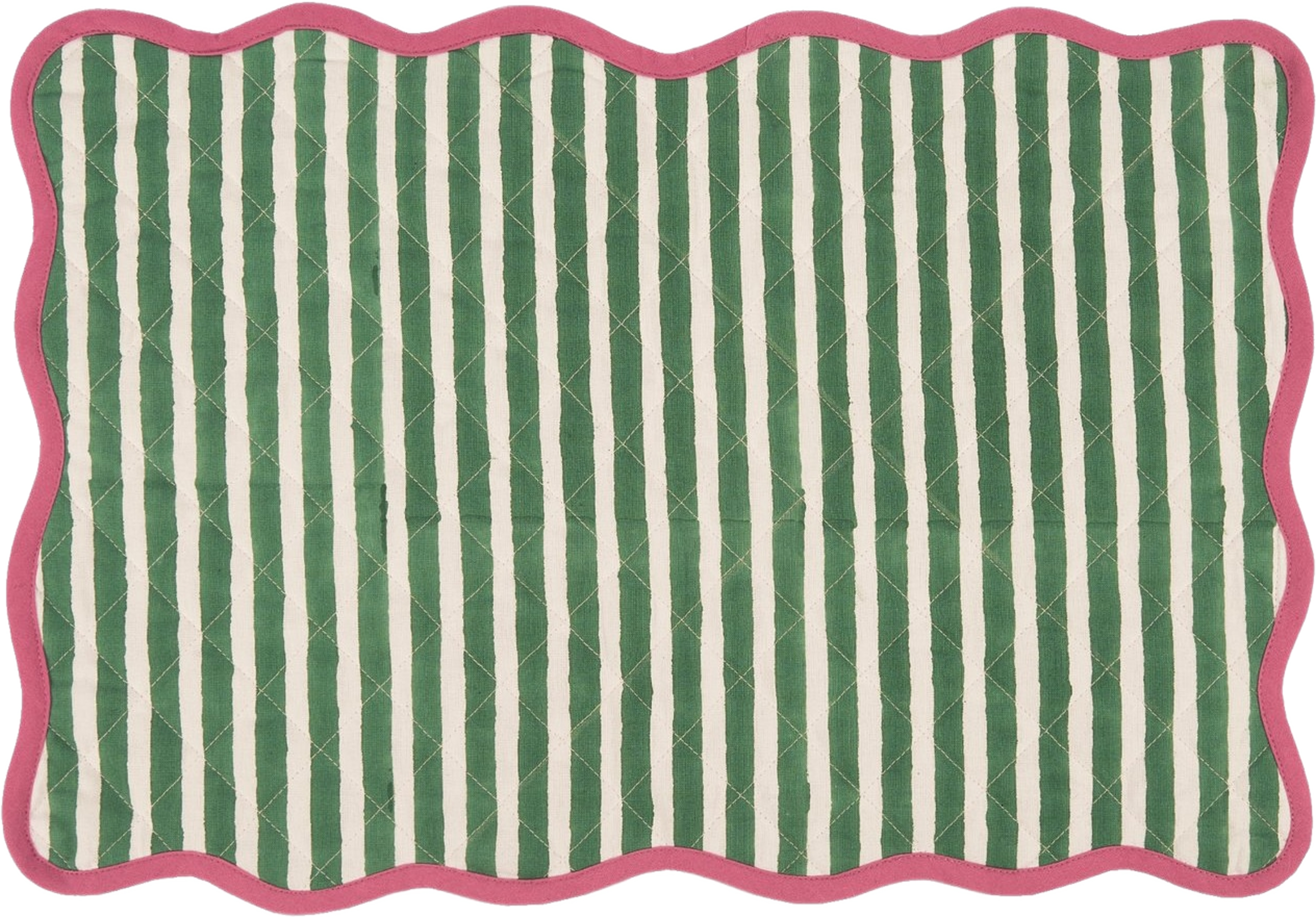 Scallop Quiltad Bordstablett -  33x48 Cm, från Pick A Poppy, i färgen green. Klicka för att öppna bilden i stort format