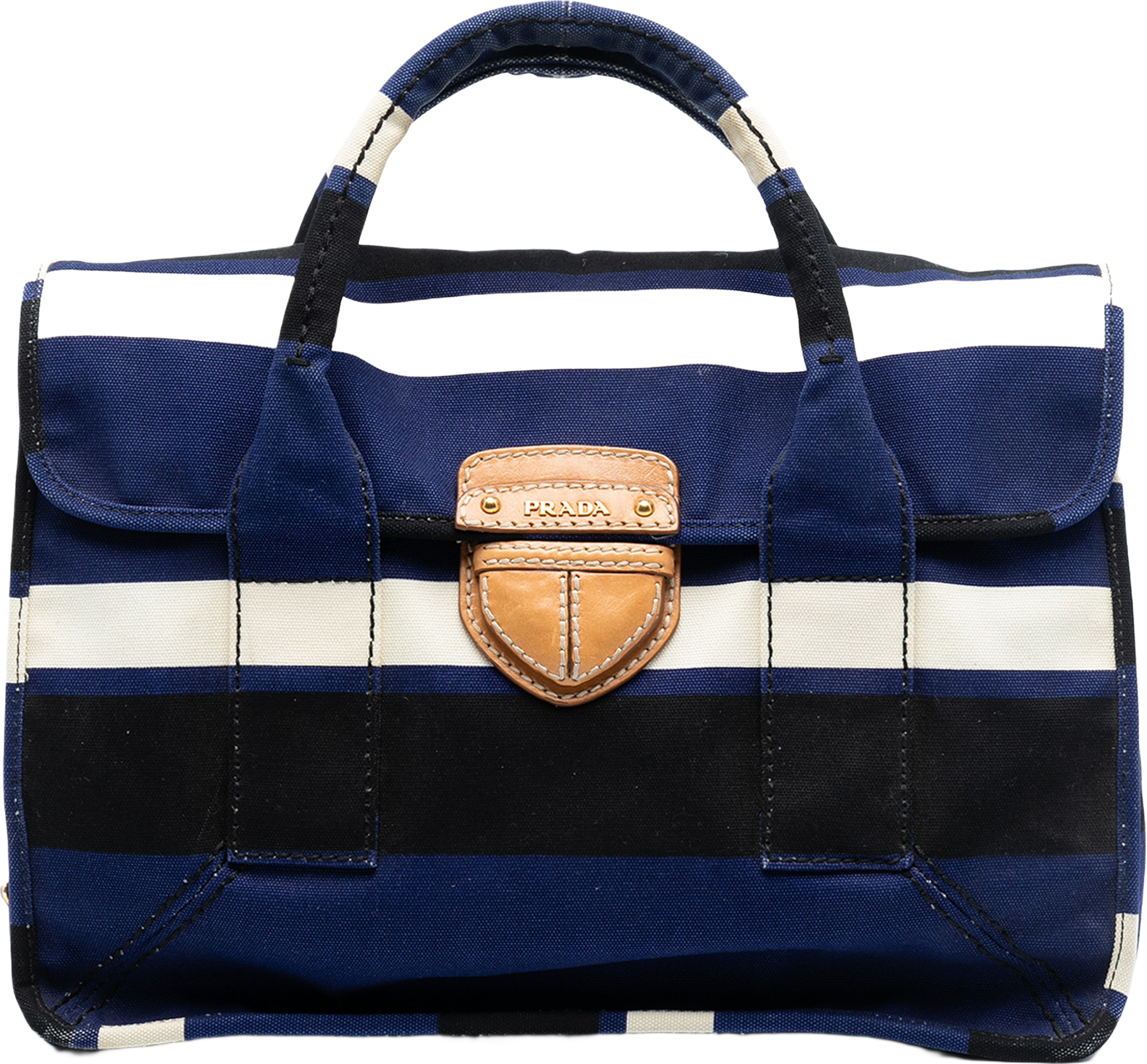 Prada Canvas Canapa Pattina Satchel, från Luxclusif, i färgen blue. Klicka för att öppna bilden i stort format