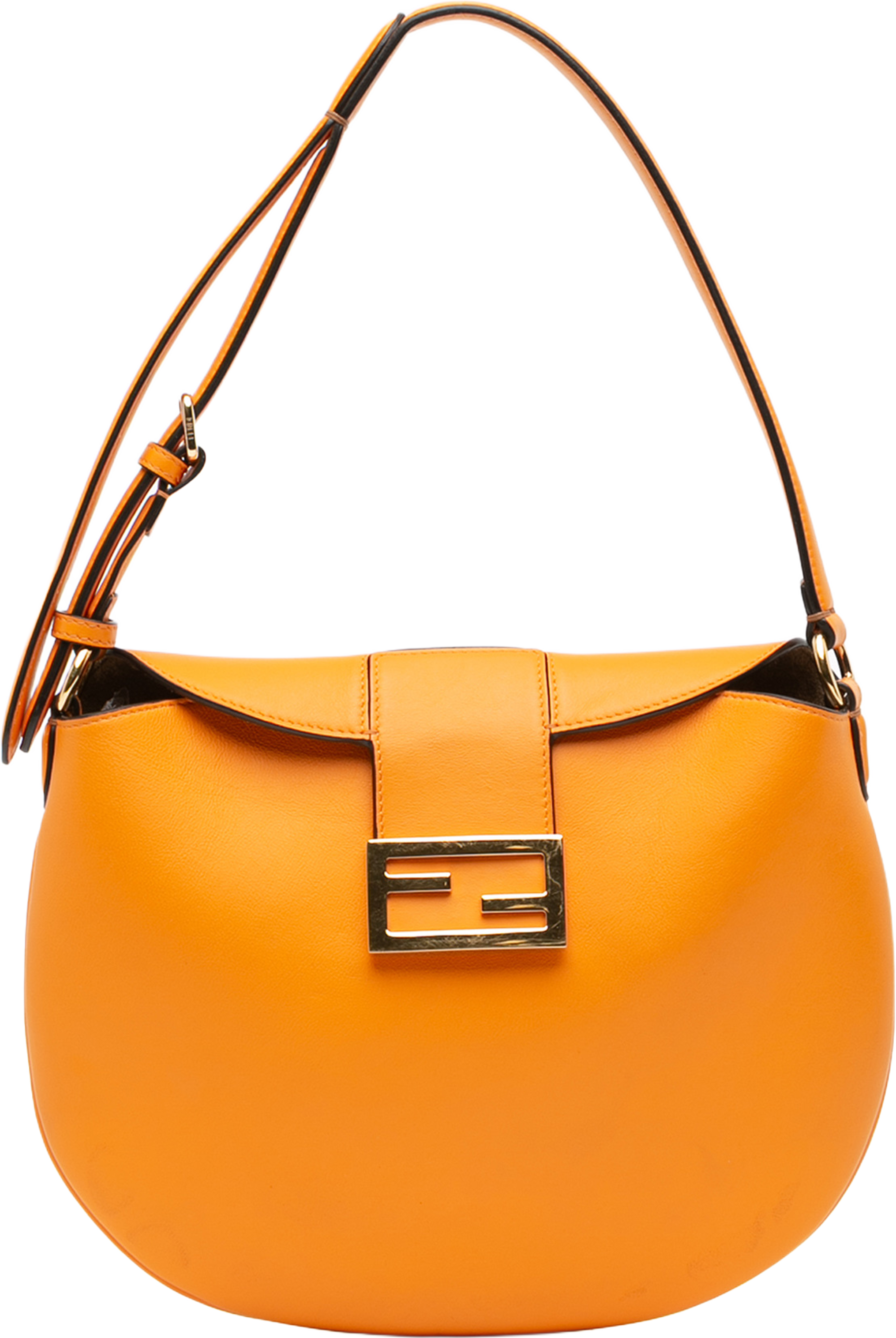 Fendi Small Leather Croissant Hobo Bag, från Luxclusif, i färgen orange. Klicka för att öppna bilden i stort format