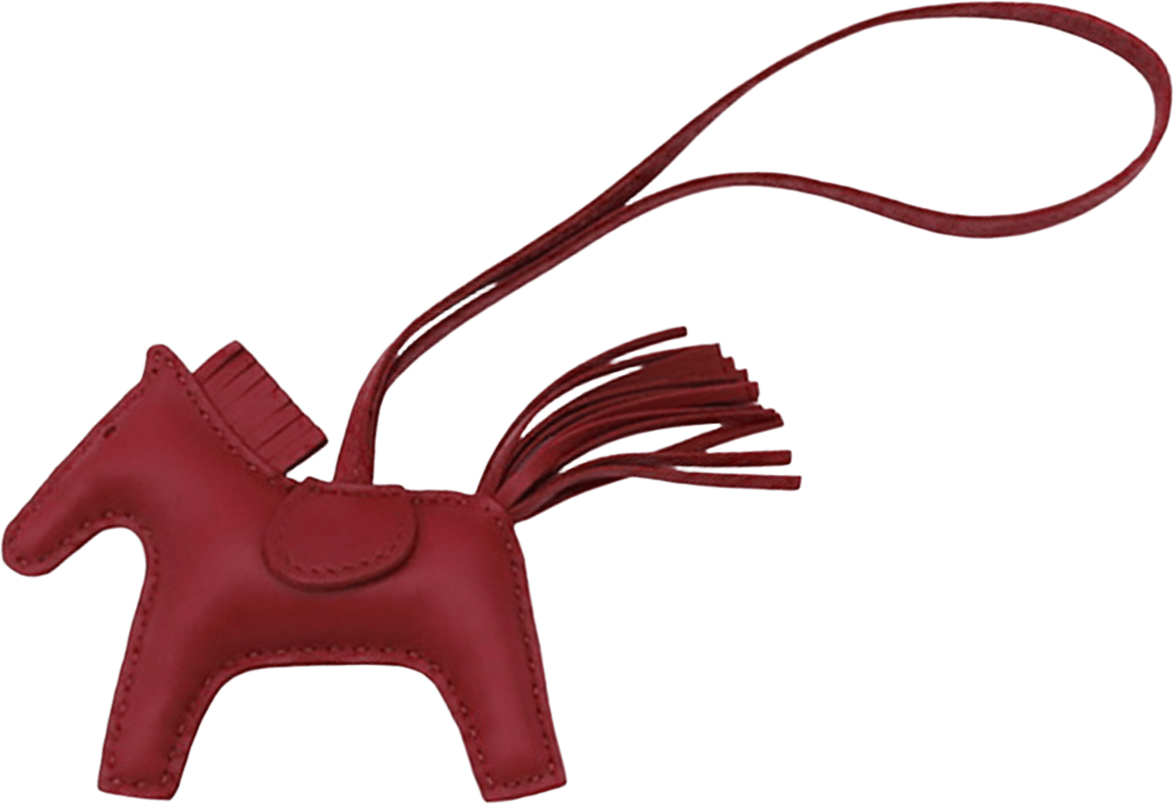 Hermès Milo Lambskin Grigri Rodeo Bag Charm Pm, från Luxclusif, i färgen dark red. Klicka för att öppna bilden i stort format