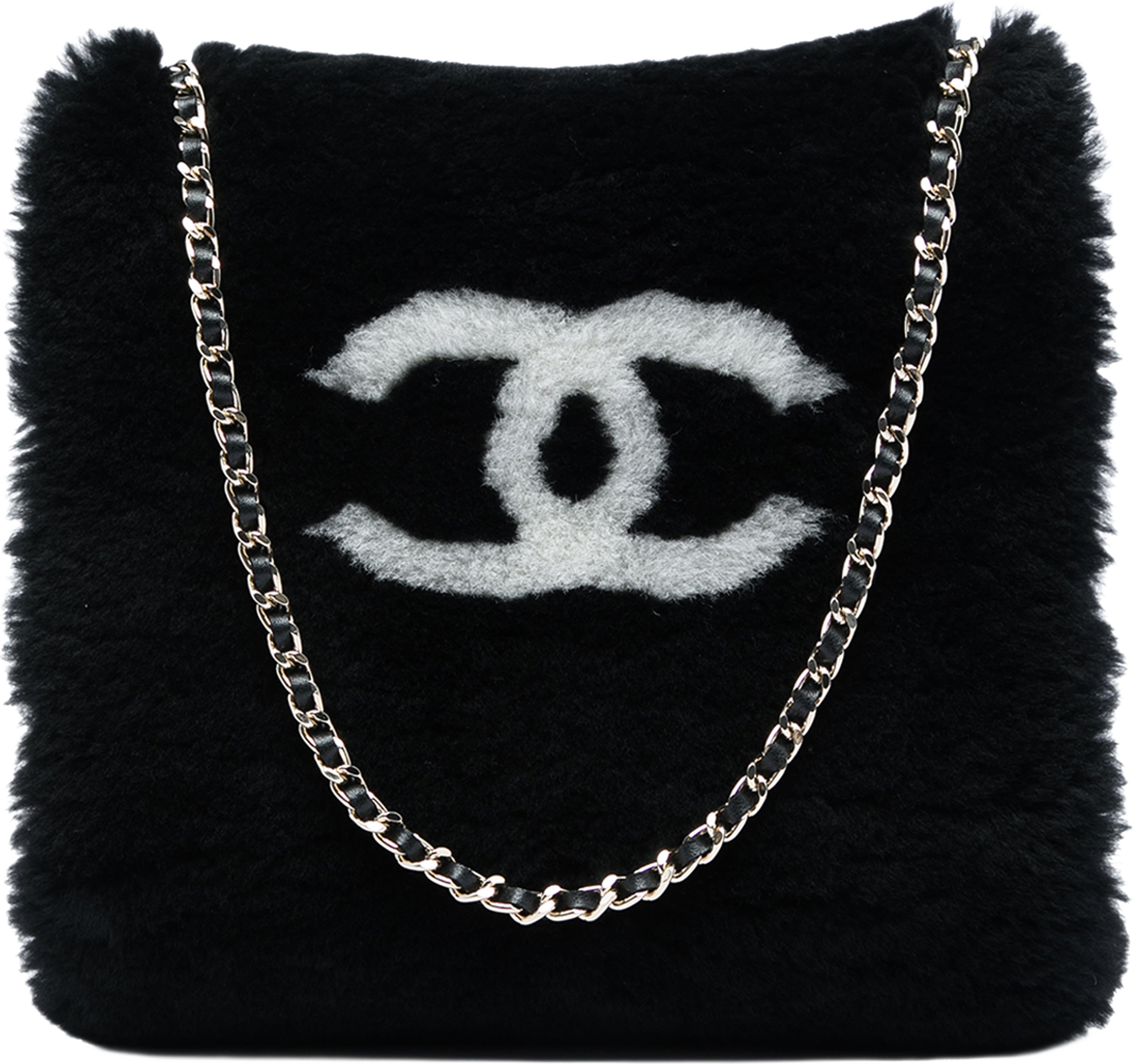 Chanel Cc Shearling Muff Shoulder Bag, från Luxclusif, i färgen svart. Klicka för att öppna bilden i stort format