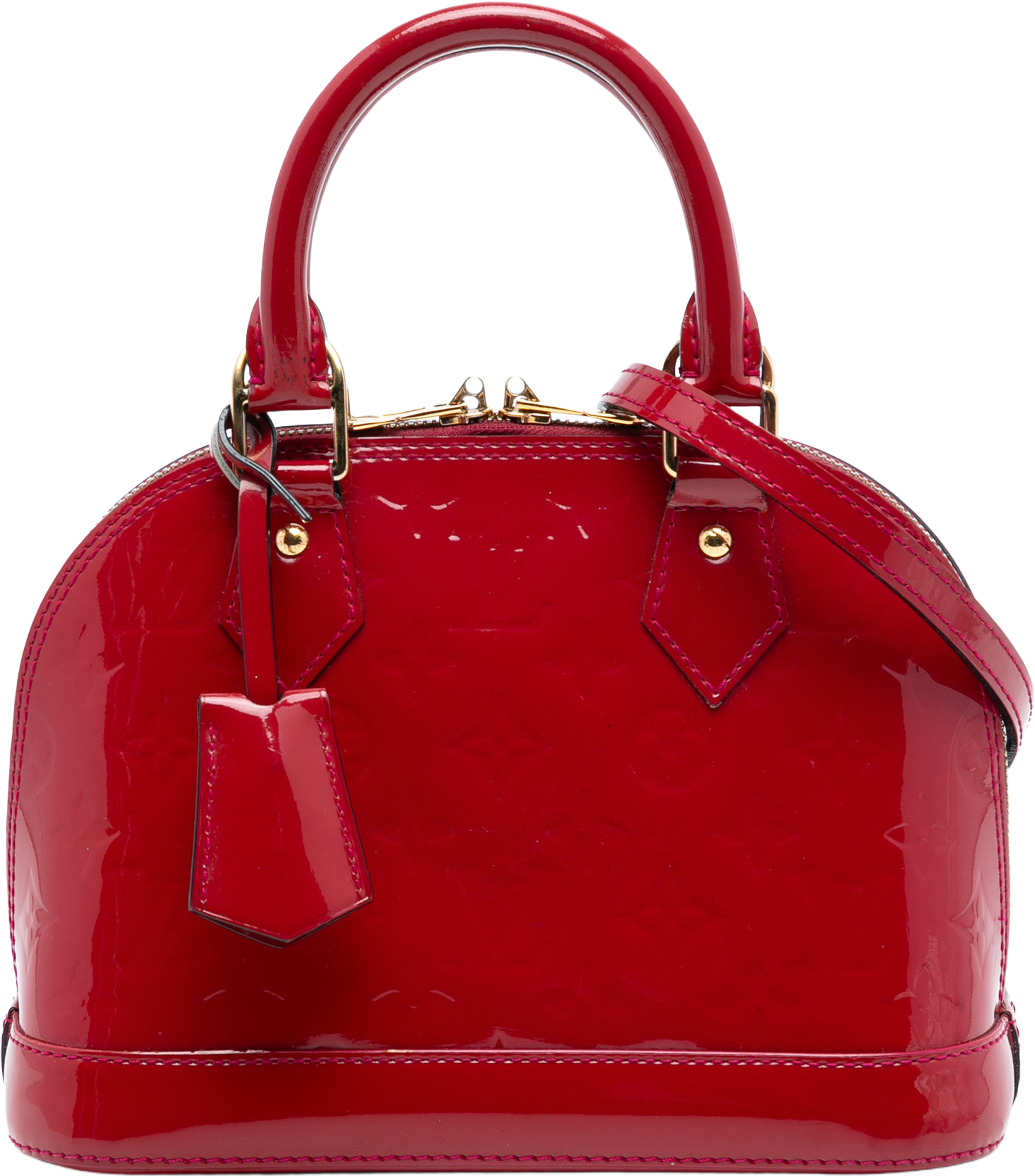 Louis Vuitton Monogram Vernis Alma Bb, från Luxclusif, i färgen red. Klicka för att öppna bilden i stort format