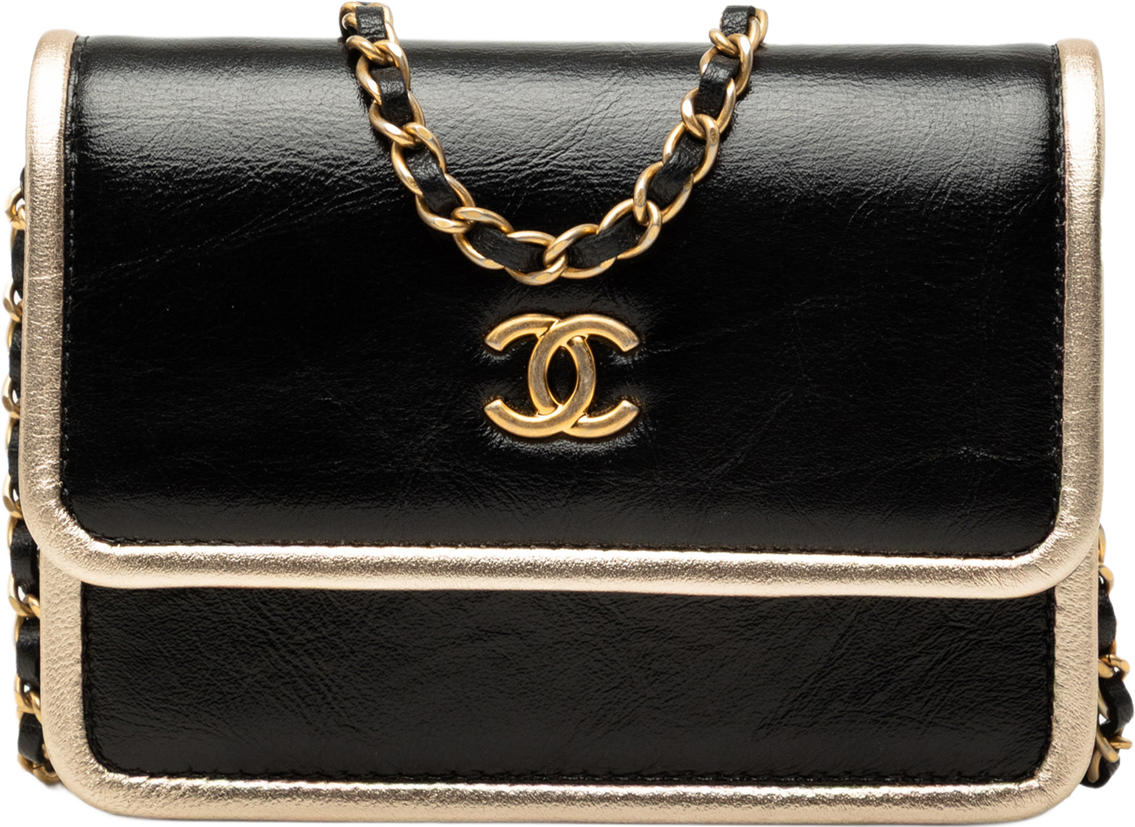 Chanel Cc Metallic Calfskin Clutch With Chain, från Luxclusif, i färgen svart. Klicka för att öppna bilden i stort format