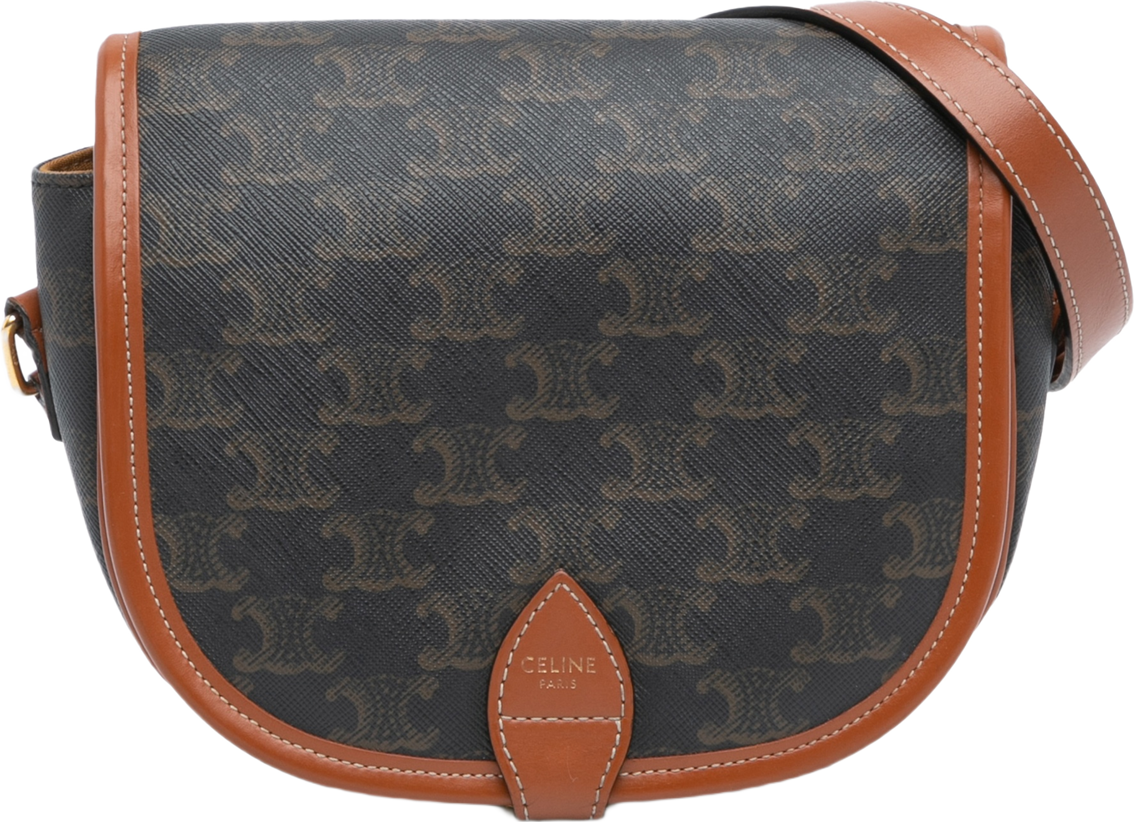 Celine Medium Triomphe Coated Canvas Folco Crossbody
