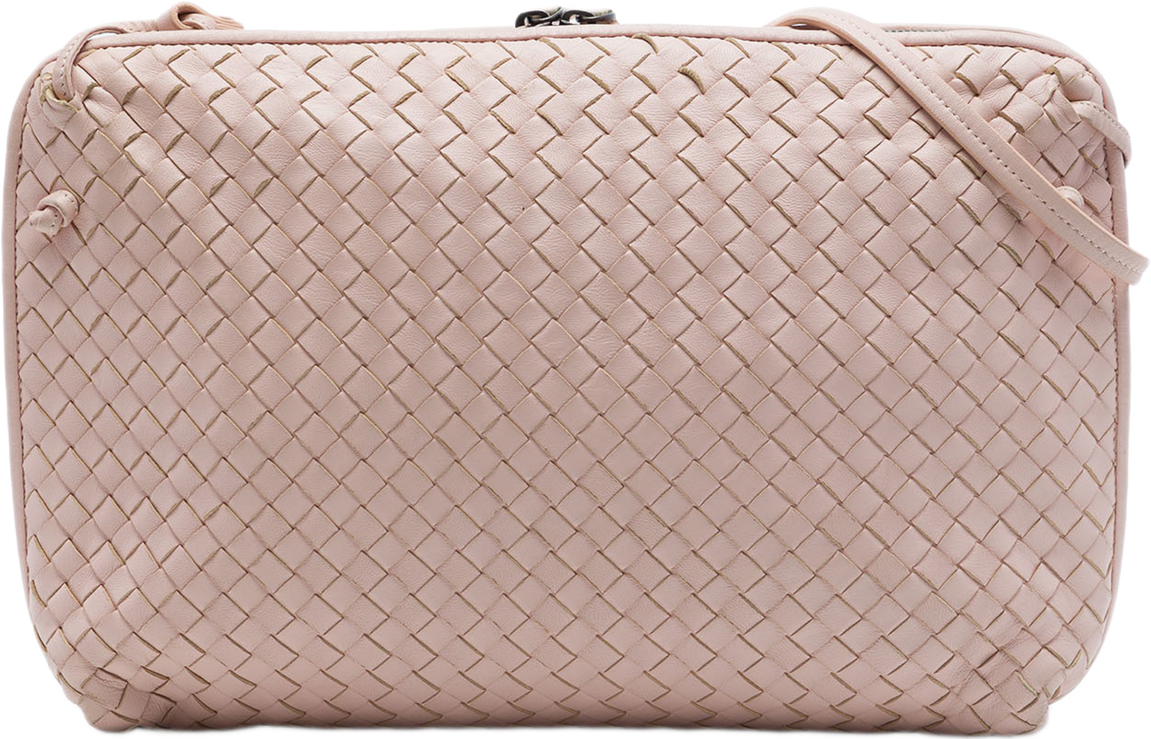 Bottega Veneta Large Nappa Intrecciato Nodini Crossbody, från Luxclusif, i färgen rosa. Klicka för att öppna bilden i stort format