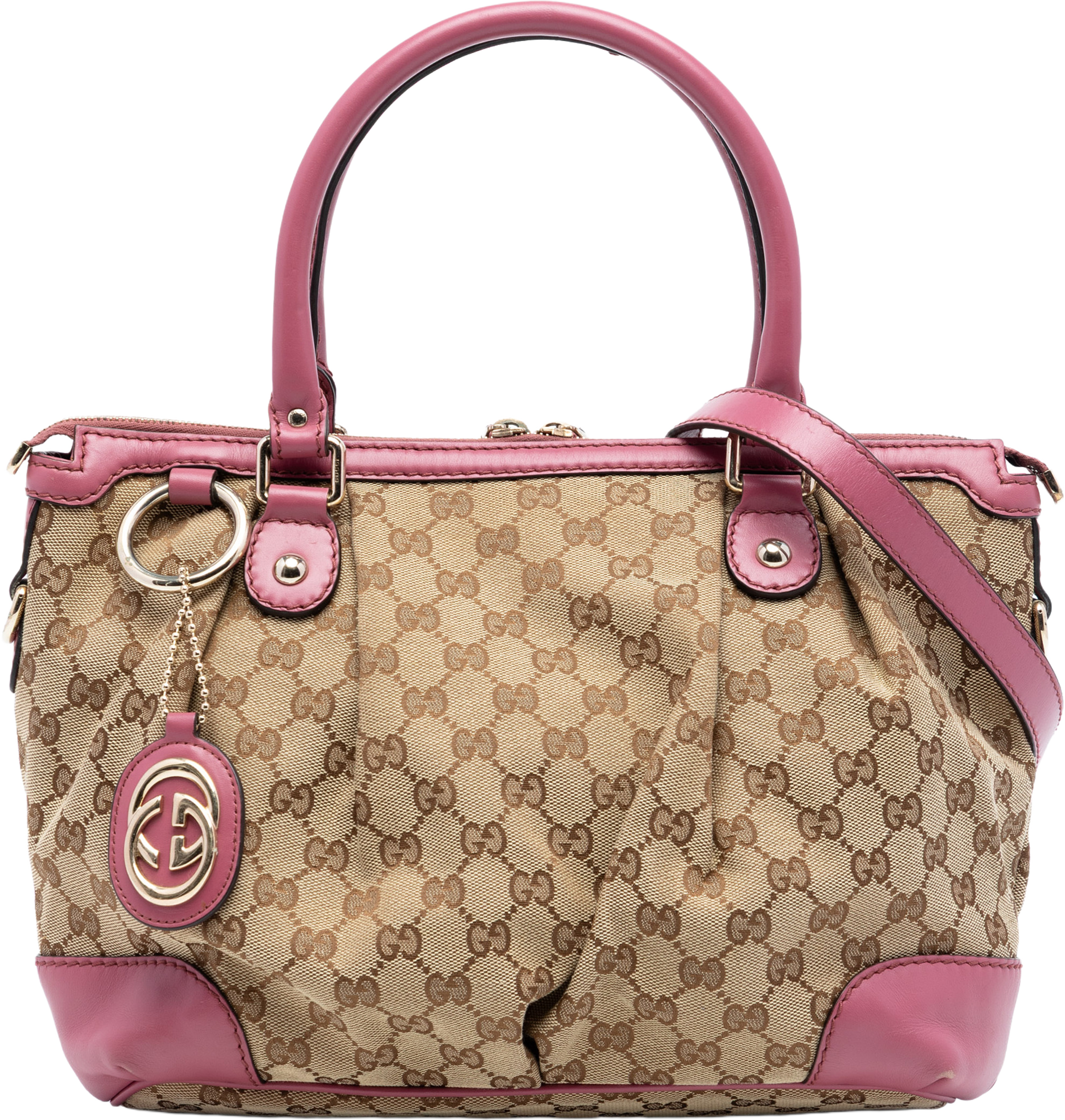 Gucci Gg Canvas Sukey Satchel, från Luxclusif, i färgen beige. Klicka för att öppna bilden i stort format
