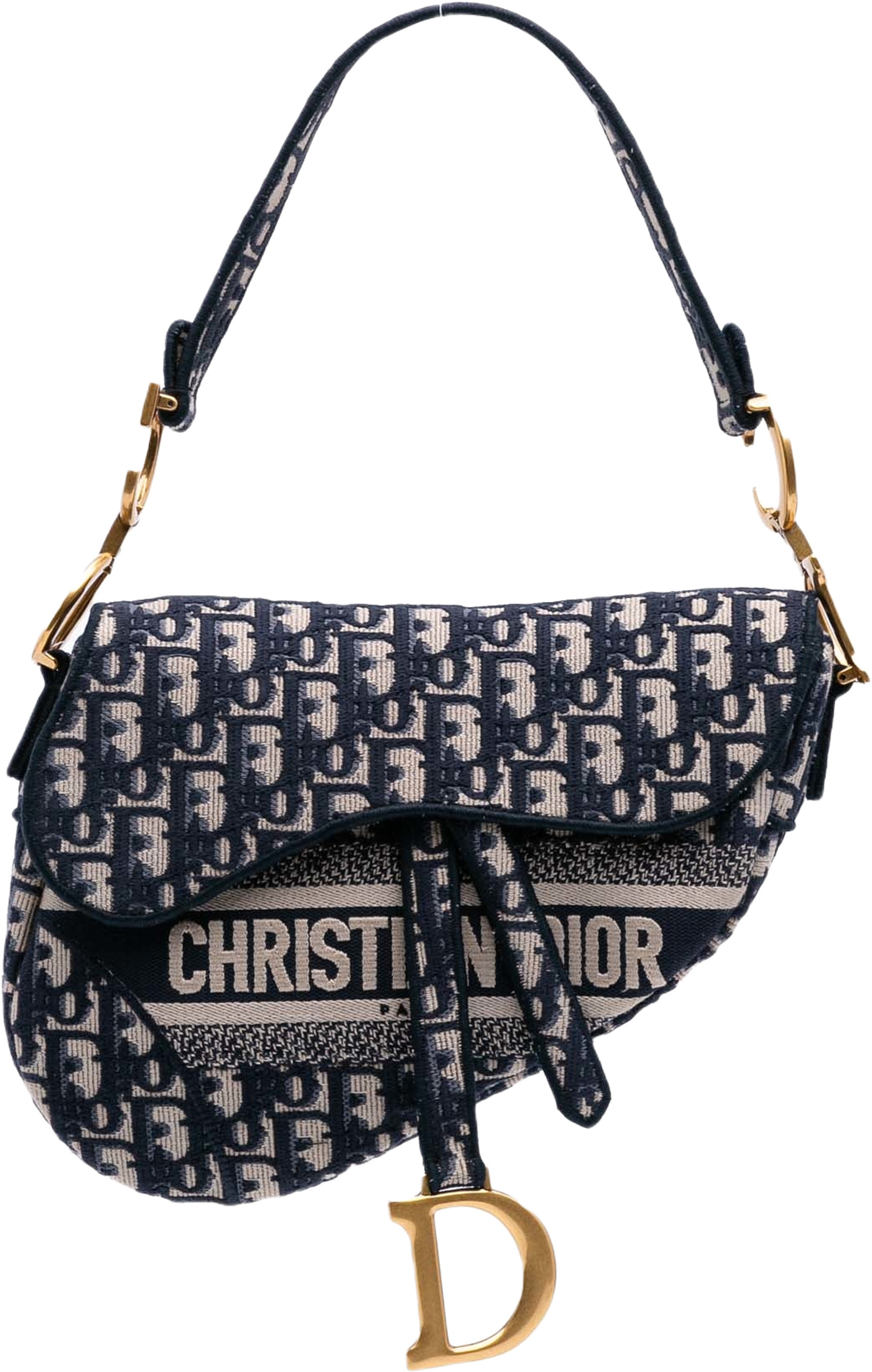 Dior Oblique Embroidered Canvas Saddle Bag