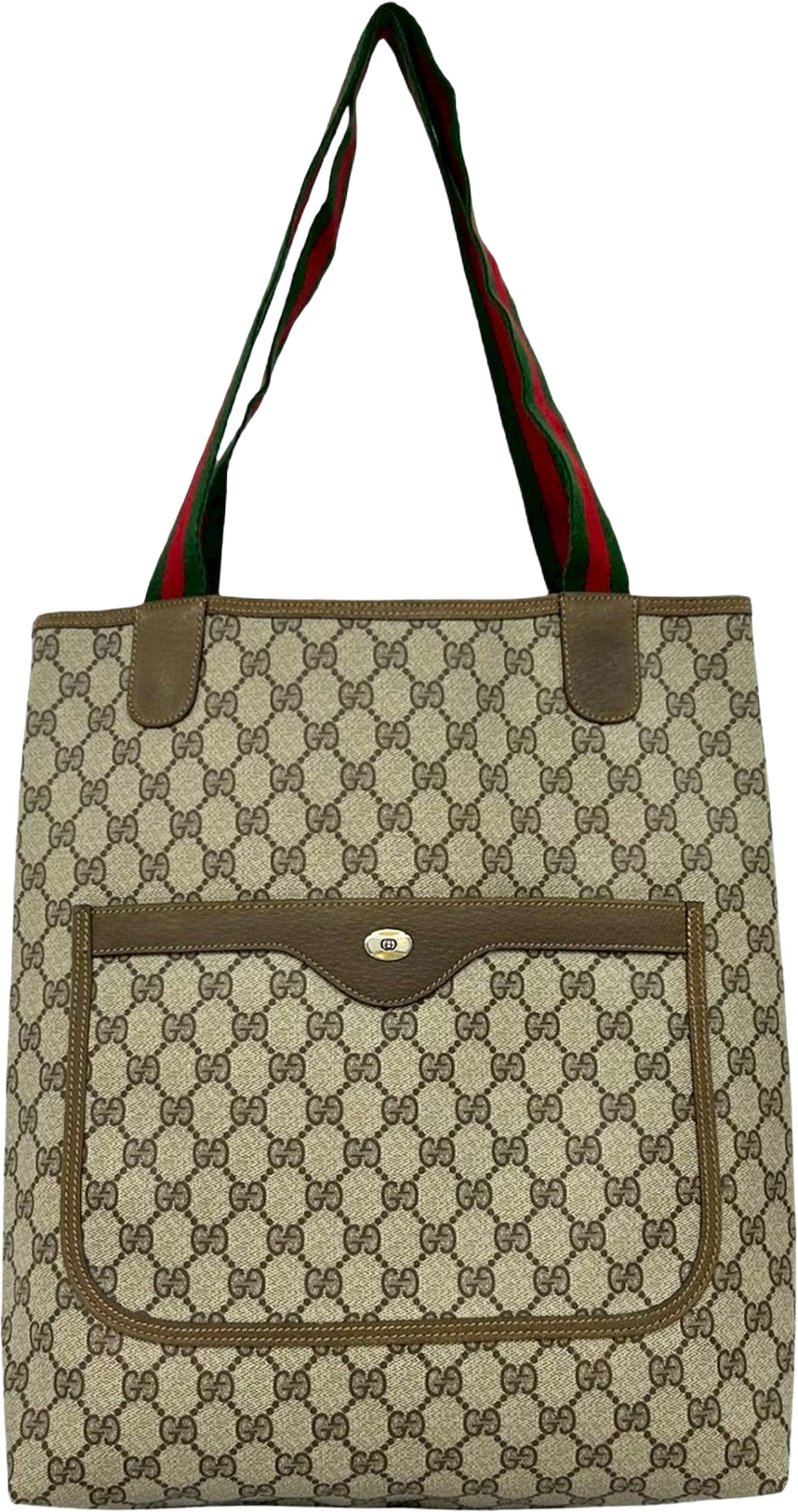 Gucci Gg Supreme Web Tote, från Luxclusif, i färgen beige. Klicka för att öppna bilden i stort format