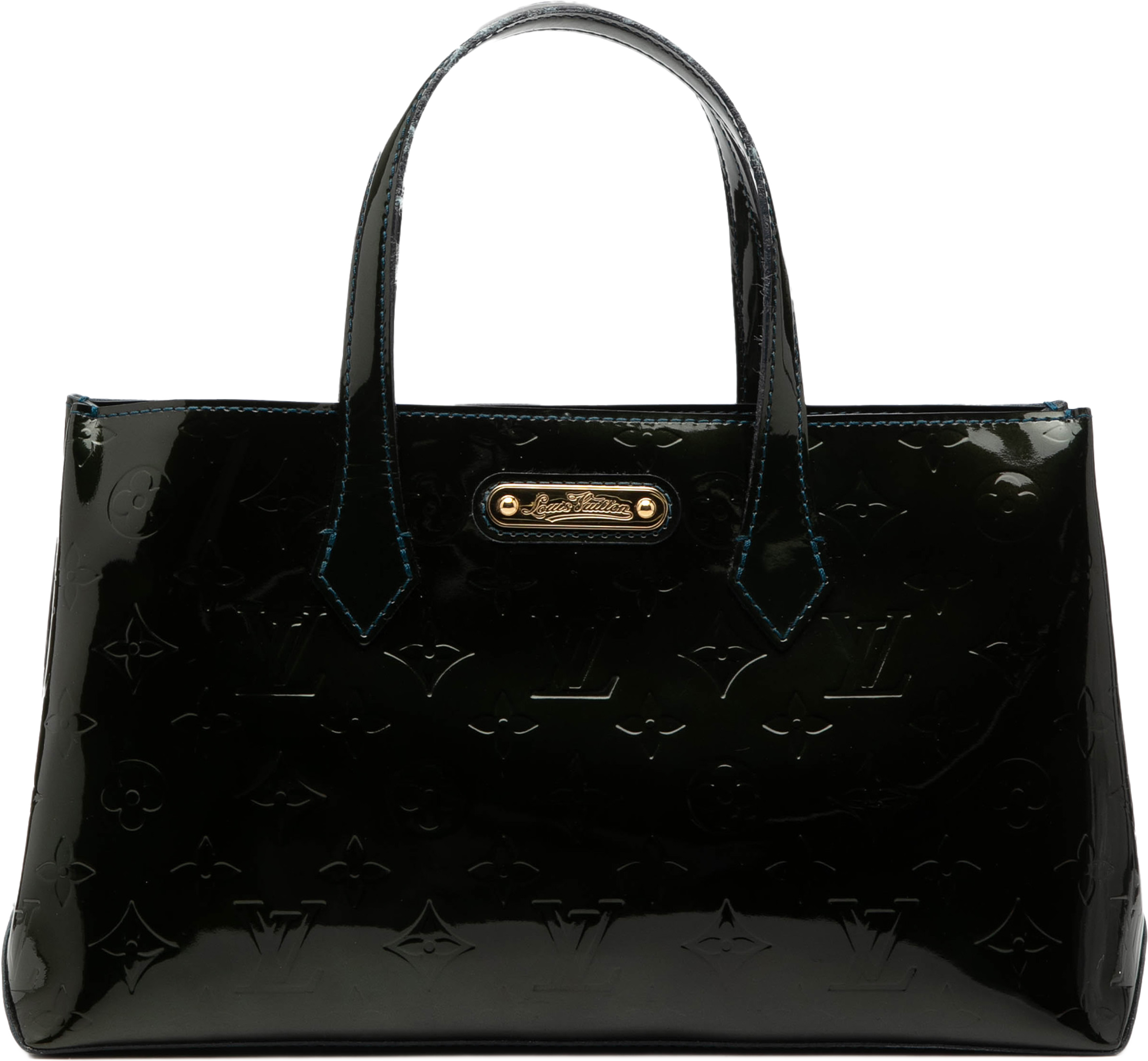 Louis Vuitton Monogram Vernis Wilshire Pm, från Luxclusif, i färgen blå. Klicka för att öppna bilden i stort format