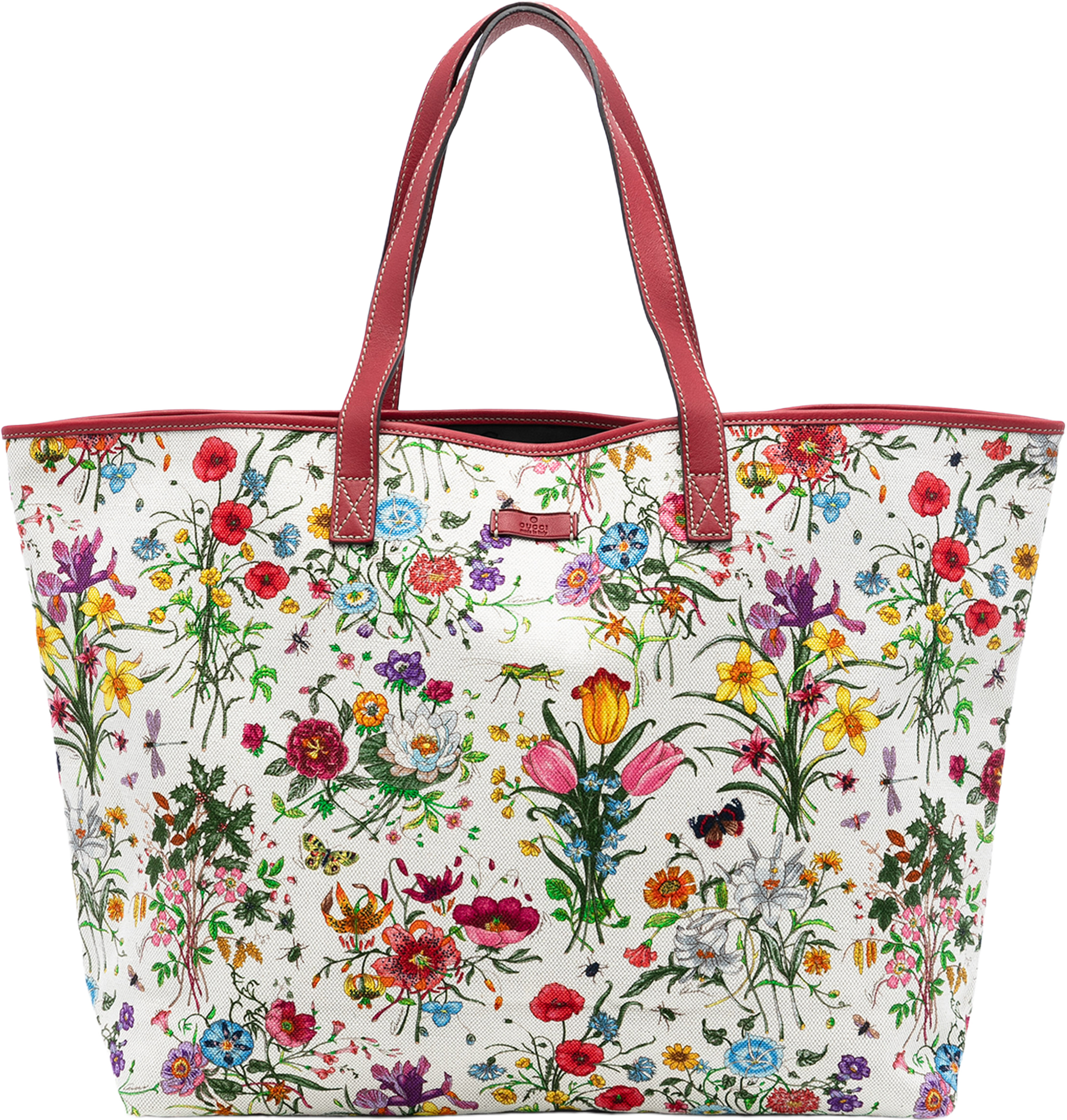 Gucci Canvas Flora Tote, från Luxclusif, i färgen white. Klicka för att öppna bilden i stort format