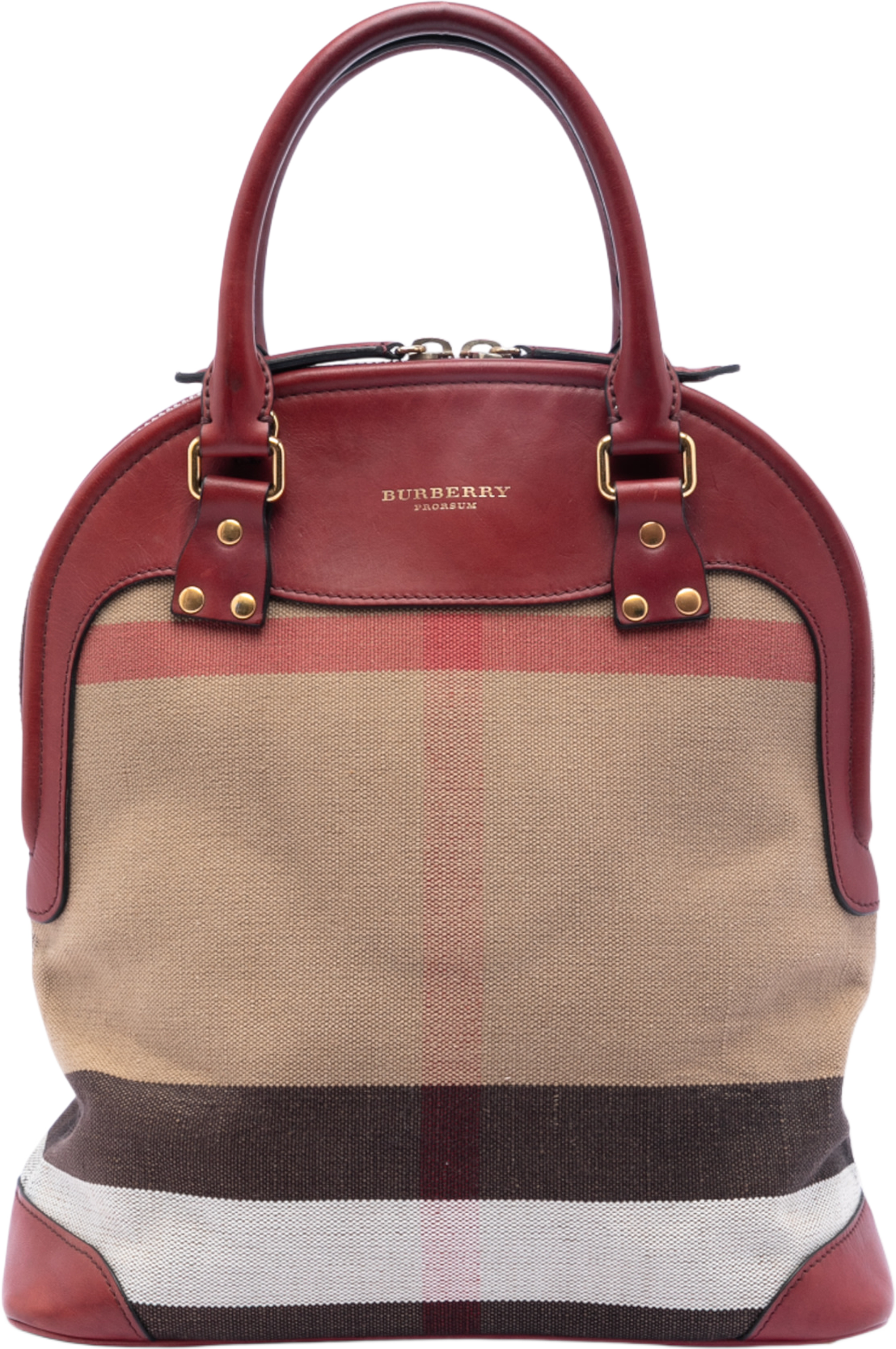 Burberry Medium Mega Check Canvas Bloomsbury Saddle Satchel, från Luxclusif, i färgen light brown. Klicka för att öppna bilden i stort format