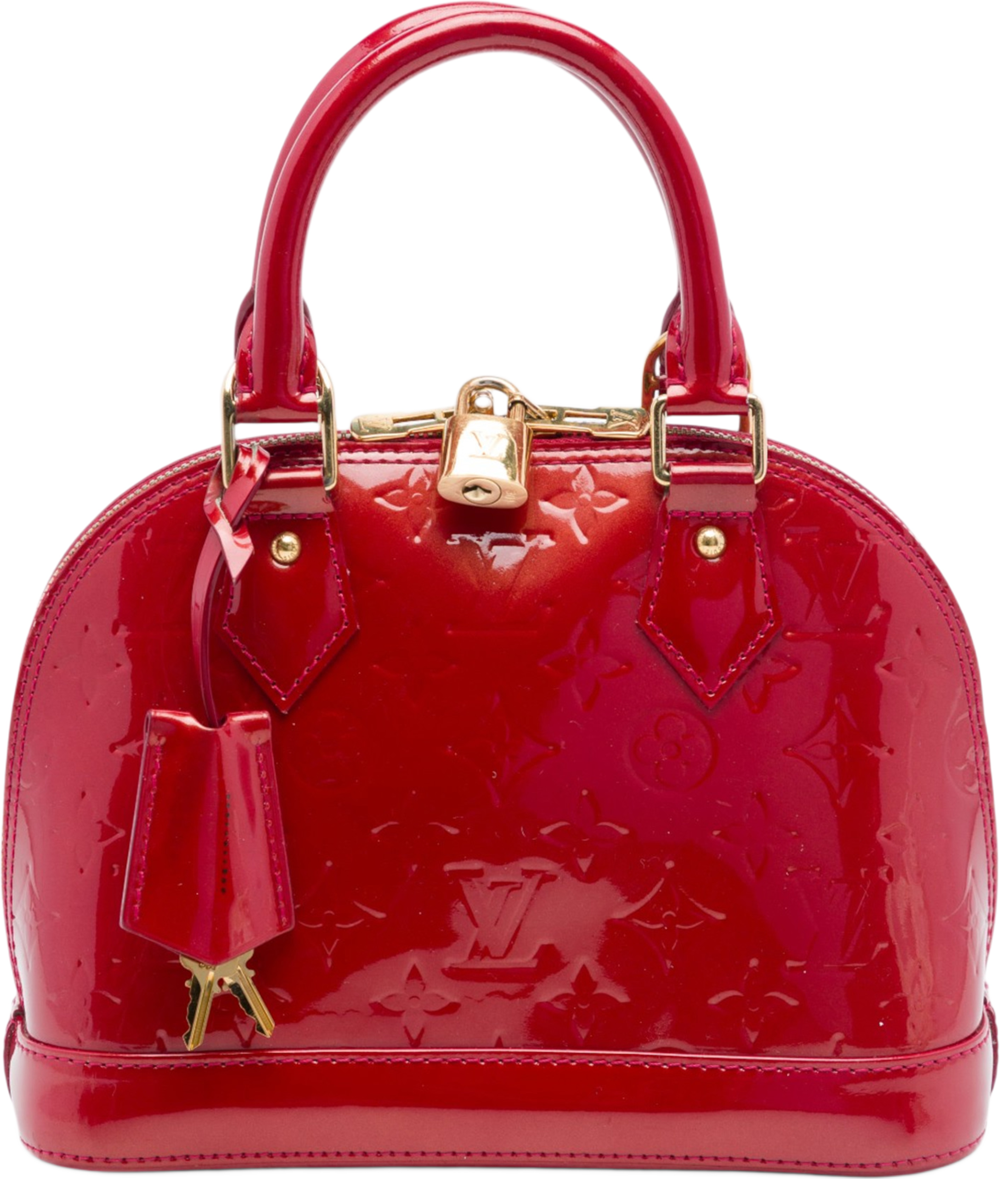 Louis Vuitton Monogram Vernis Alma Bb, från Luxclusif, i färgen röd. Klicka för att öppna bilden i stort format