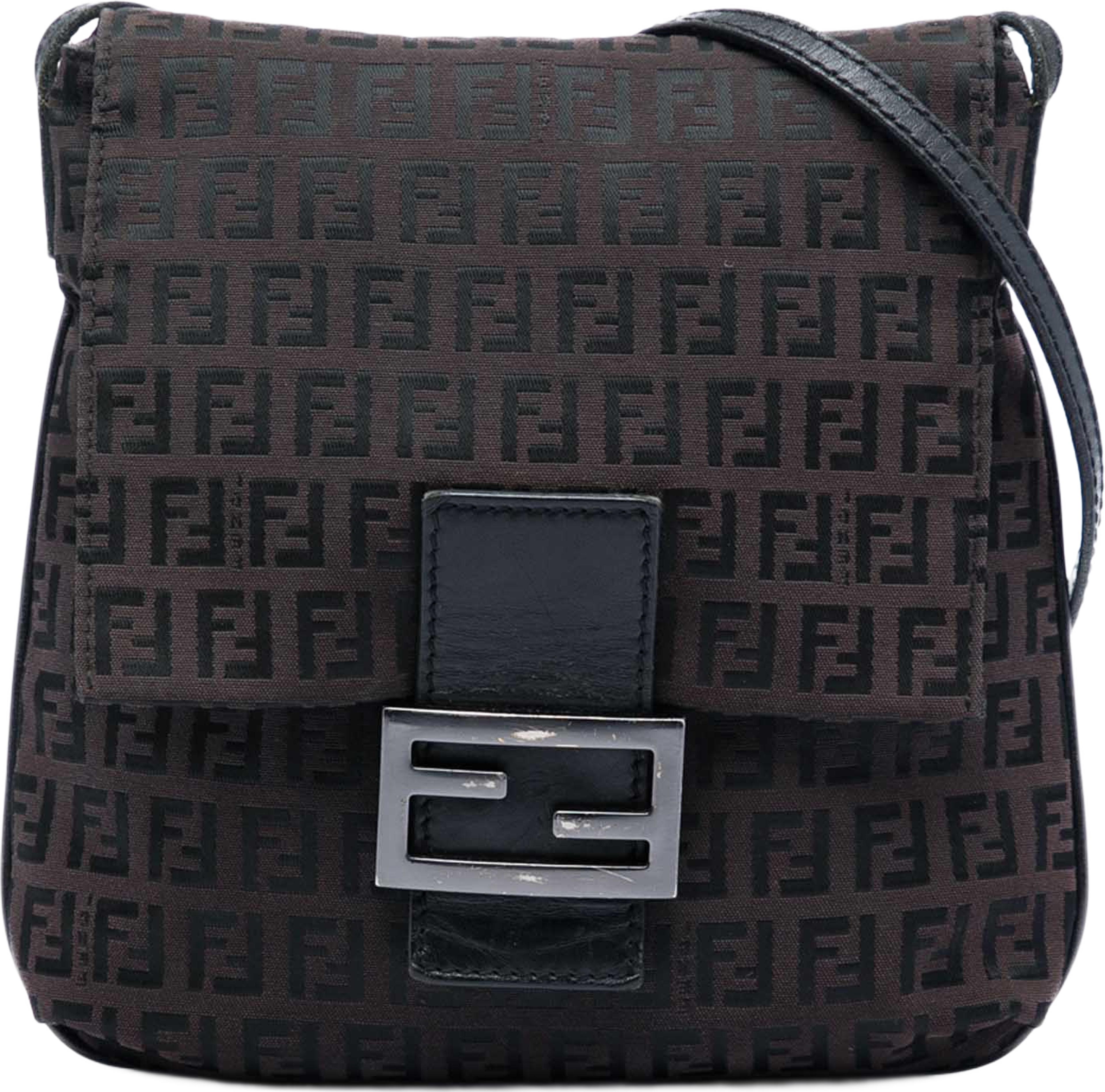 Fendi Zucchino Canvas Crossbody, från Luxclusif, i färgen brun. Klicka för att öppna bilden i stort format
