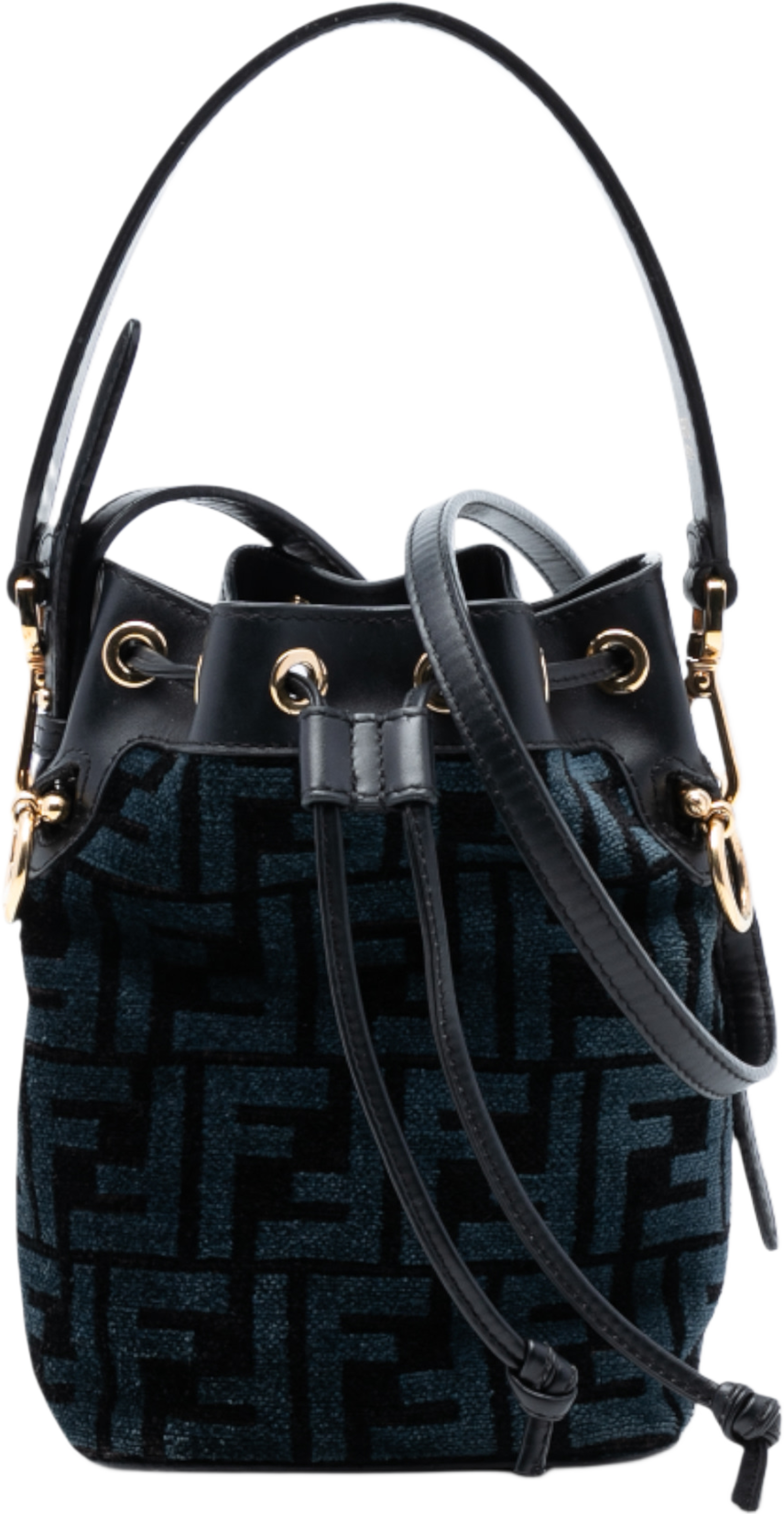 Fendi Mini Zucca Tapestry Mon Tresor Bucket Bag, från Luxclusif, i färgen black. Klicka för att öppna bilden i stort format