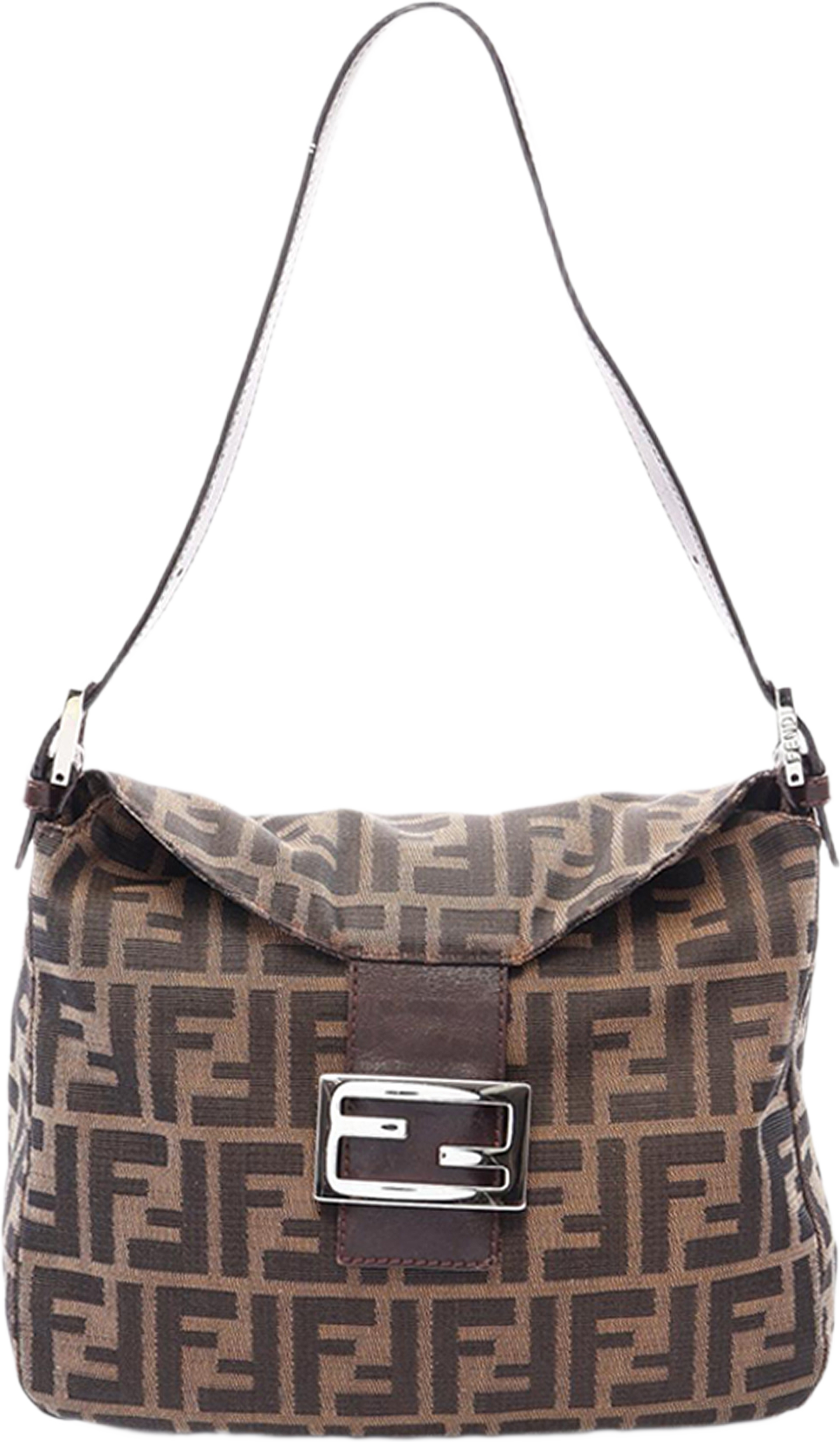 Fendi Zucca Canvas Double Flap Mamma, från Luxclusif, i färgen brun. Klicka för att öppna bilden i stort format