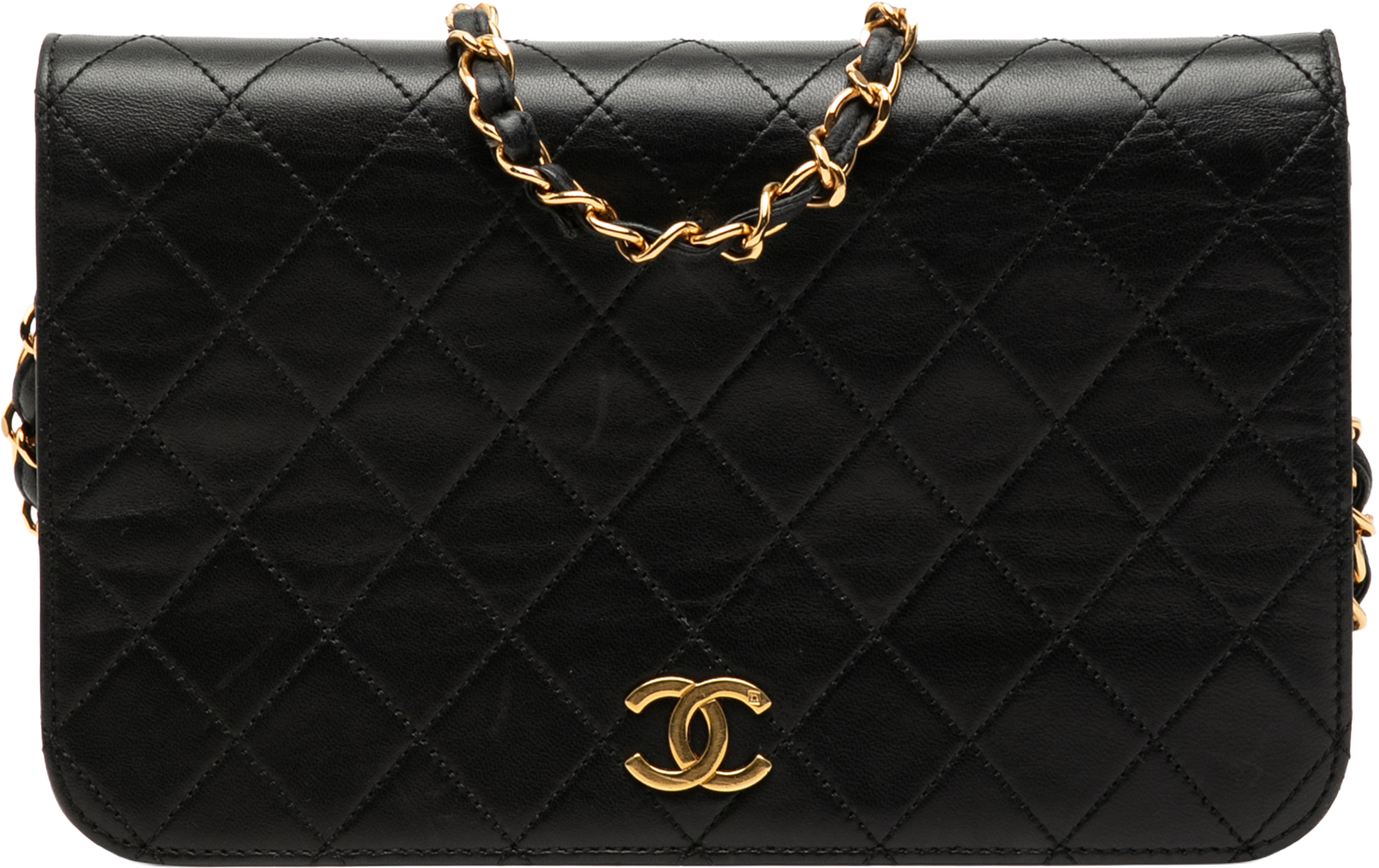 Chanel Cc Quilted Lambskin Full Single Flap, från Luxclusif, i färgen black. Klicka för att öppna bilden i stort format
