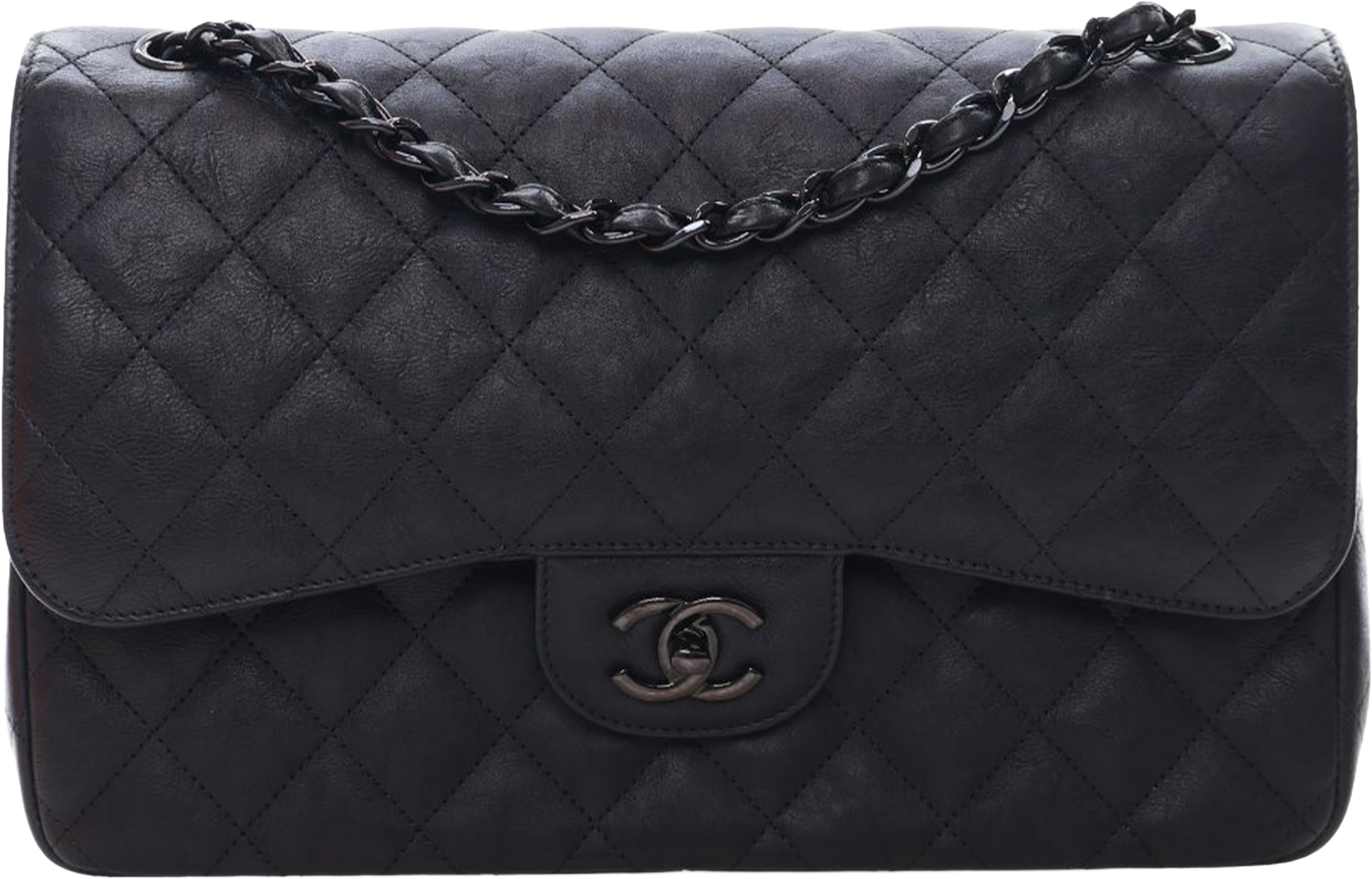 Chanel Jumbo Classic Calfskin So Black Double Flap, från Luxclusif, i färgen black. Klicka för att öppna bilden i stort format