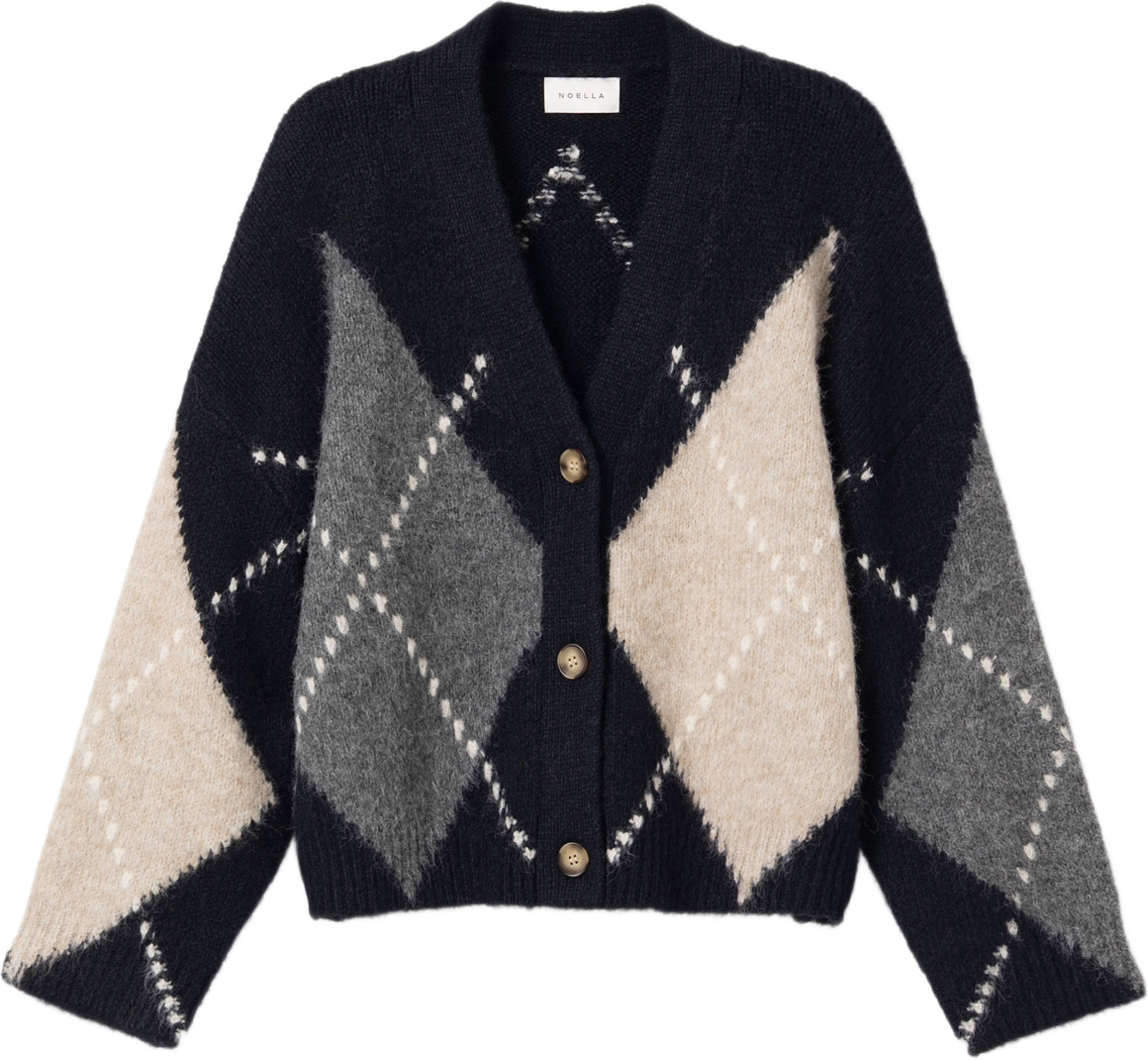 N-laiana Knit Cardigan - Navy Mix, från Noella, i färgen navy mix. Klicka för att öppna bilden i stort format