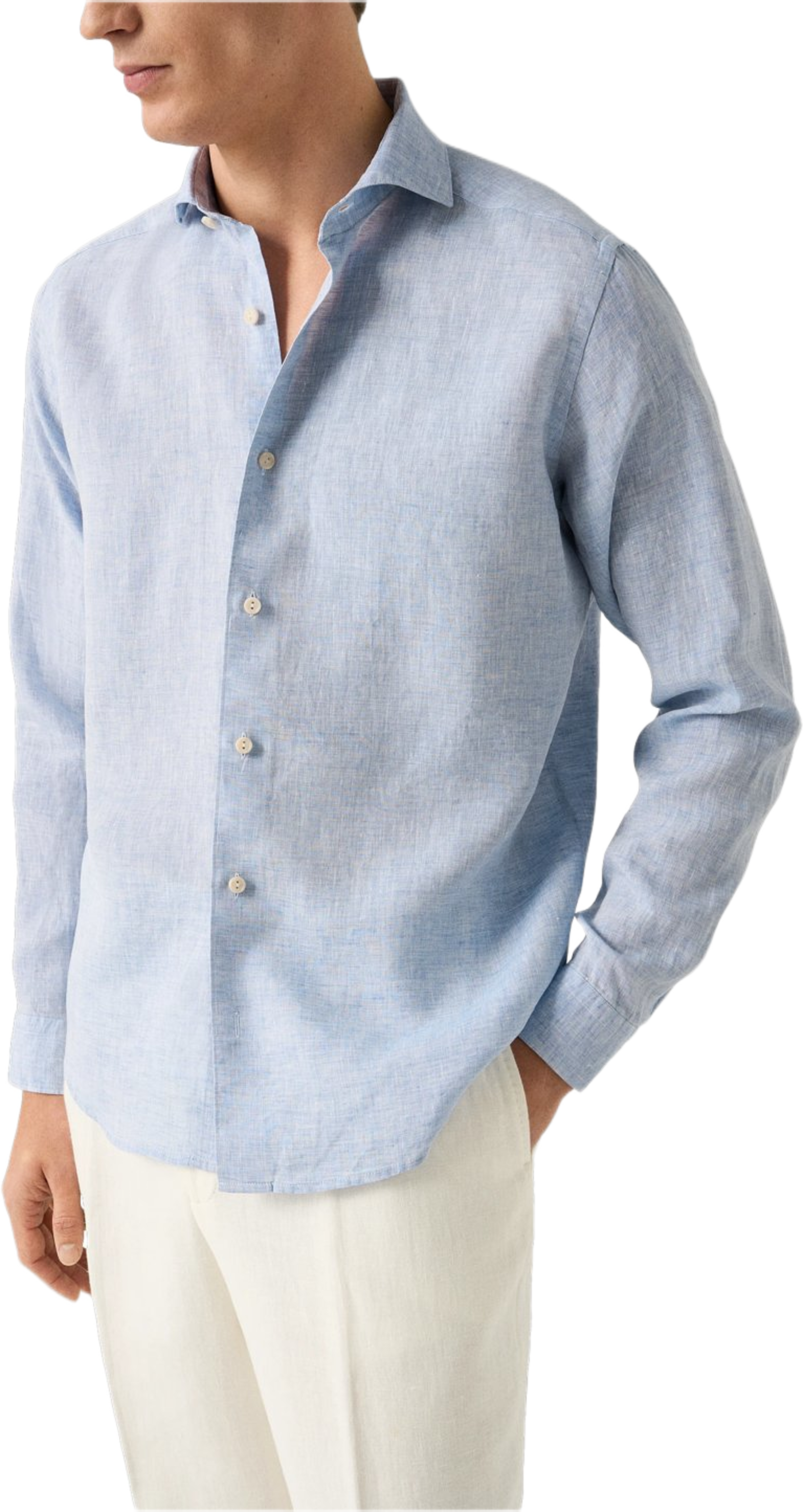 Enfärgad Linneskjorta Casual Fit, från Eton, i färgen light blue. Klicka för att öppna bilden i stort format