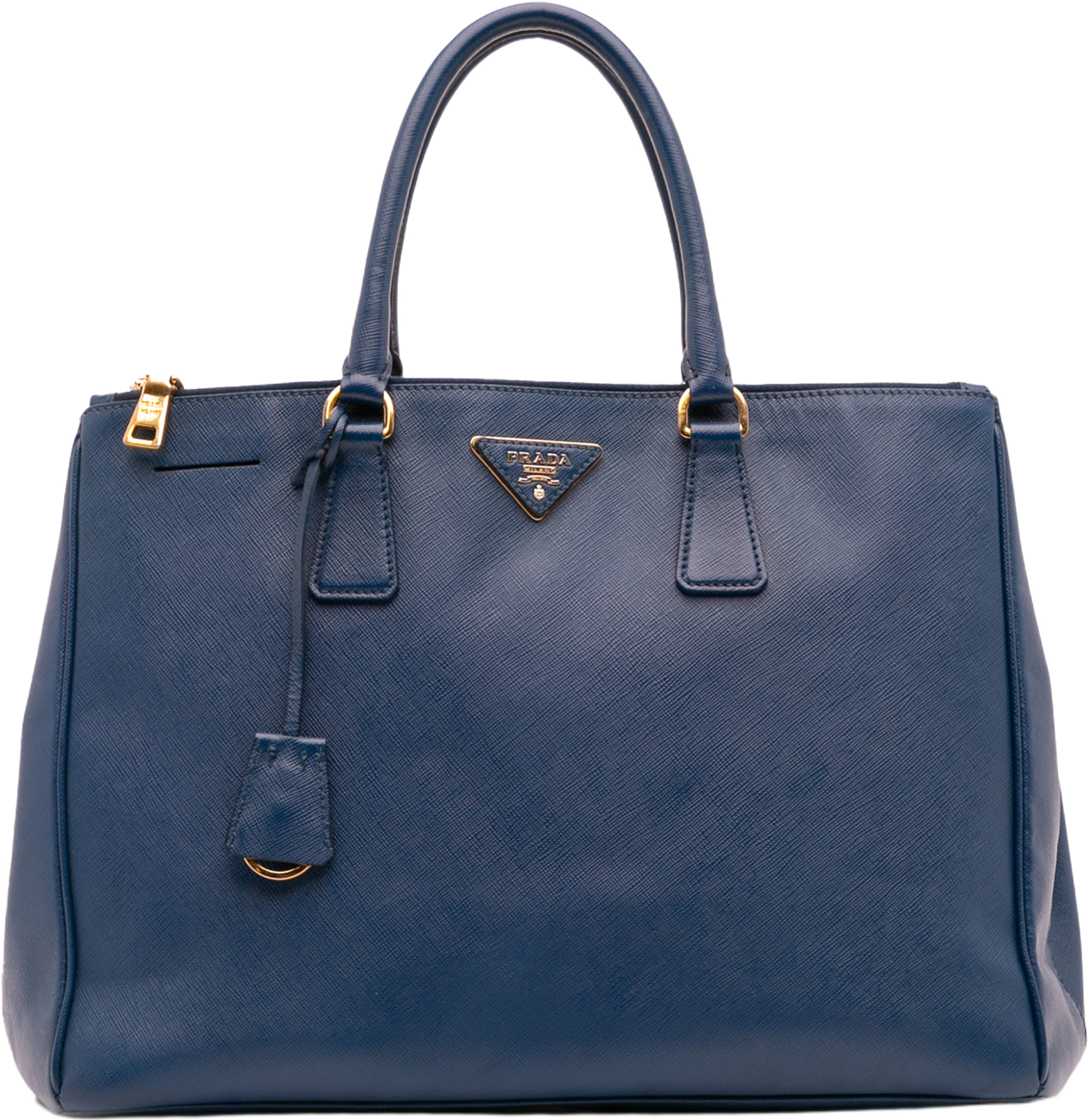 Prada Large Saffiano Lux Galleria Double Zip Tote, från Luxclusif, i färgen blue. Klicka för att öppna bilden i stort format
