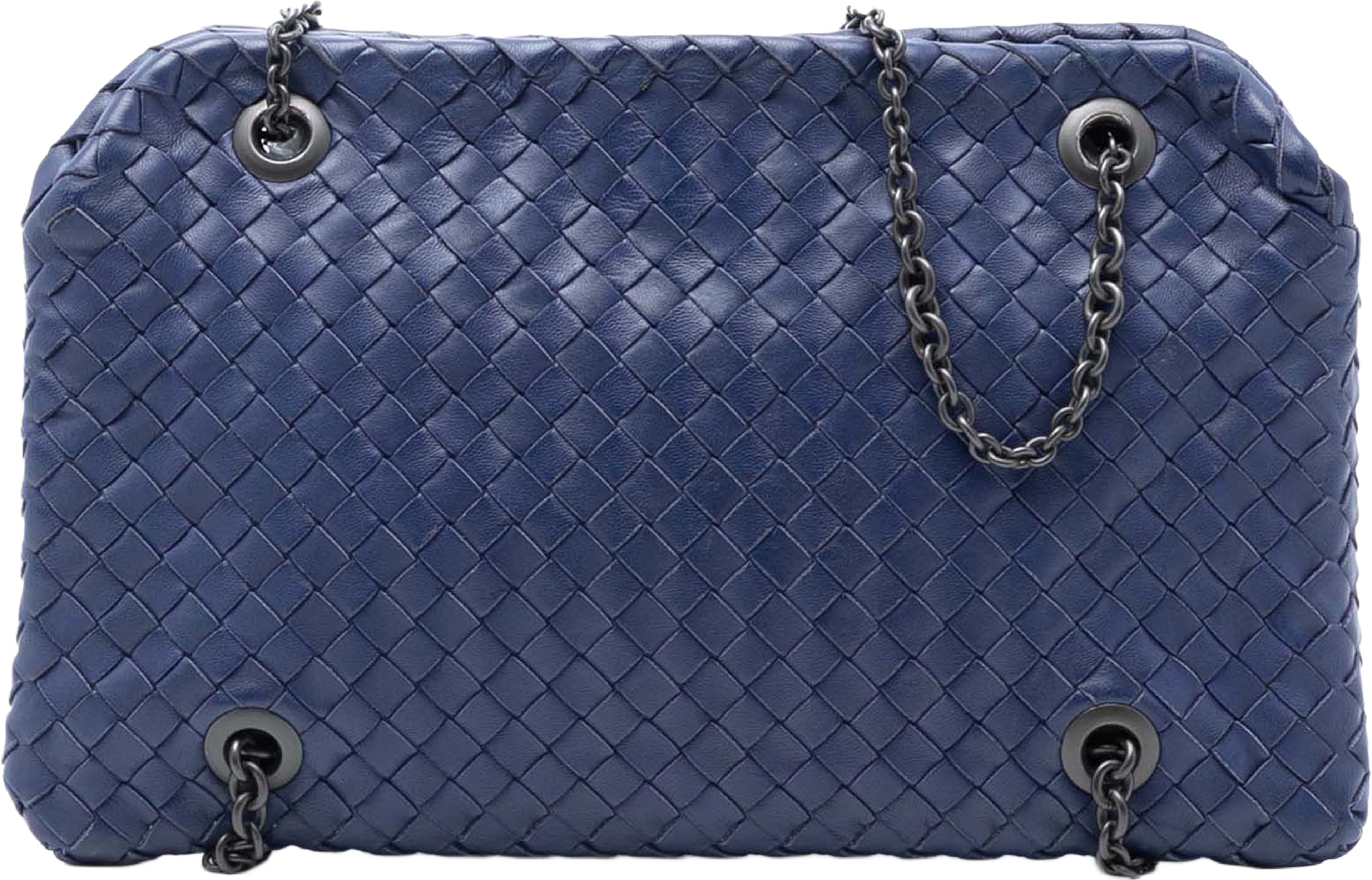 Bottega Veneta Nappa Intrecciato Duo Shoulder Bag, från Luxclusif, i färgen dark blue. Klicka för att öppna bilden i stort format