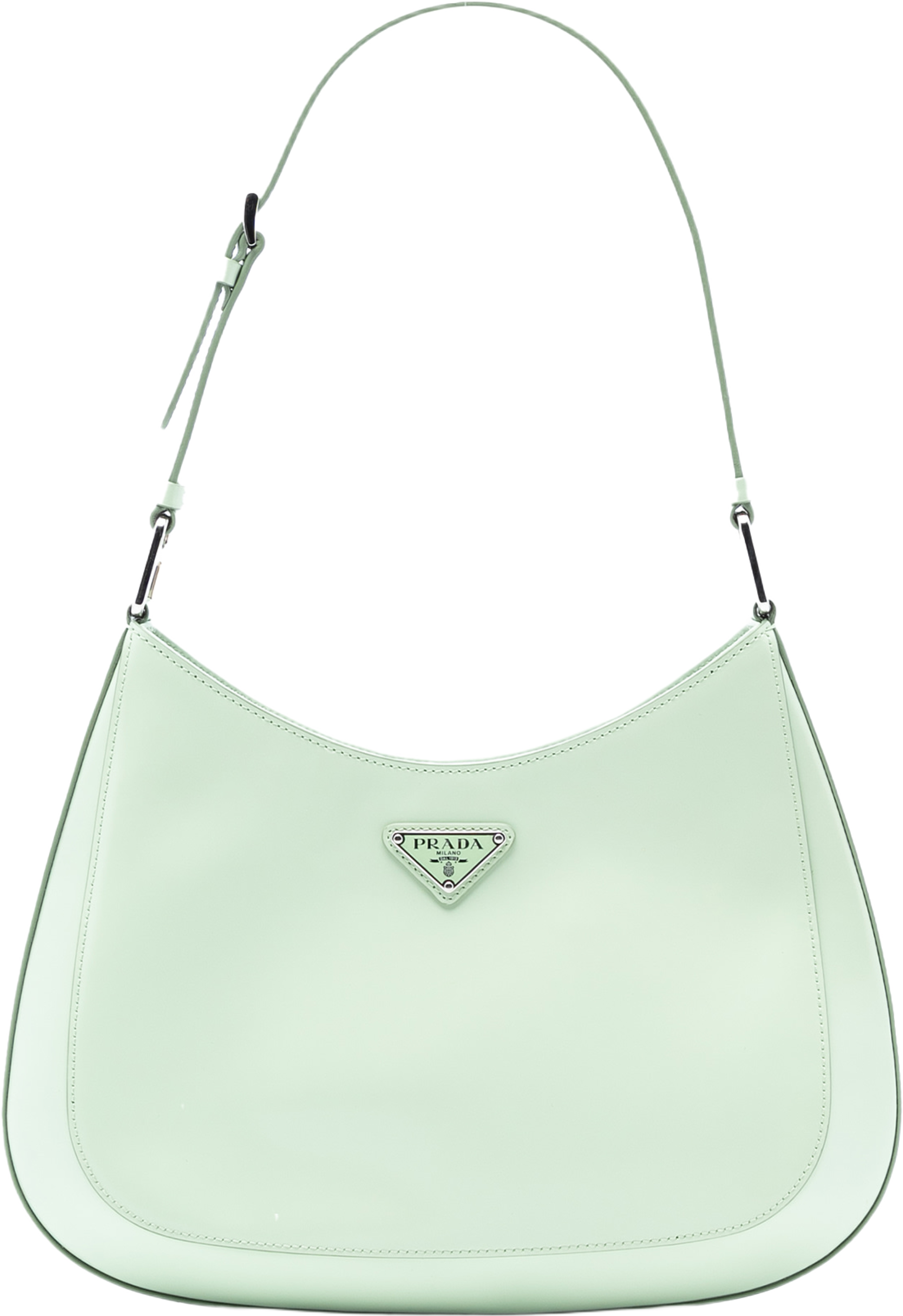 Prada Spazzolato Cleo Shoulder Bag, från Luxclusif, i färgen mint. Klicka för att öppna bilden i stort format