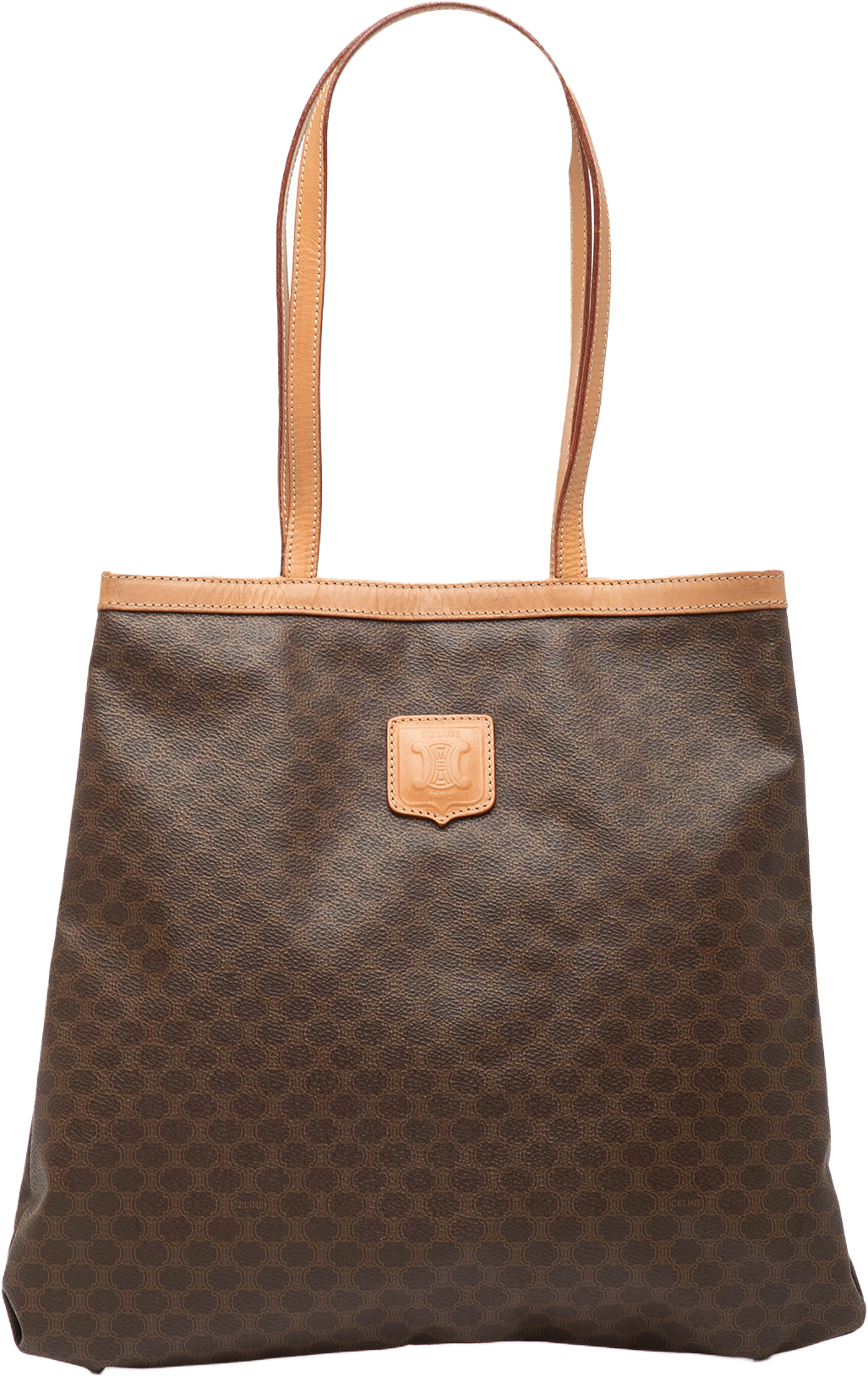 Celine Macadam Coated Canvas Tote, från Luxclusif, i färgen brown. Klicka för att öppna bilden i stort format
