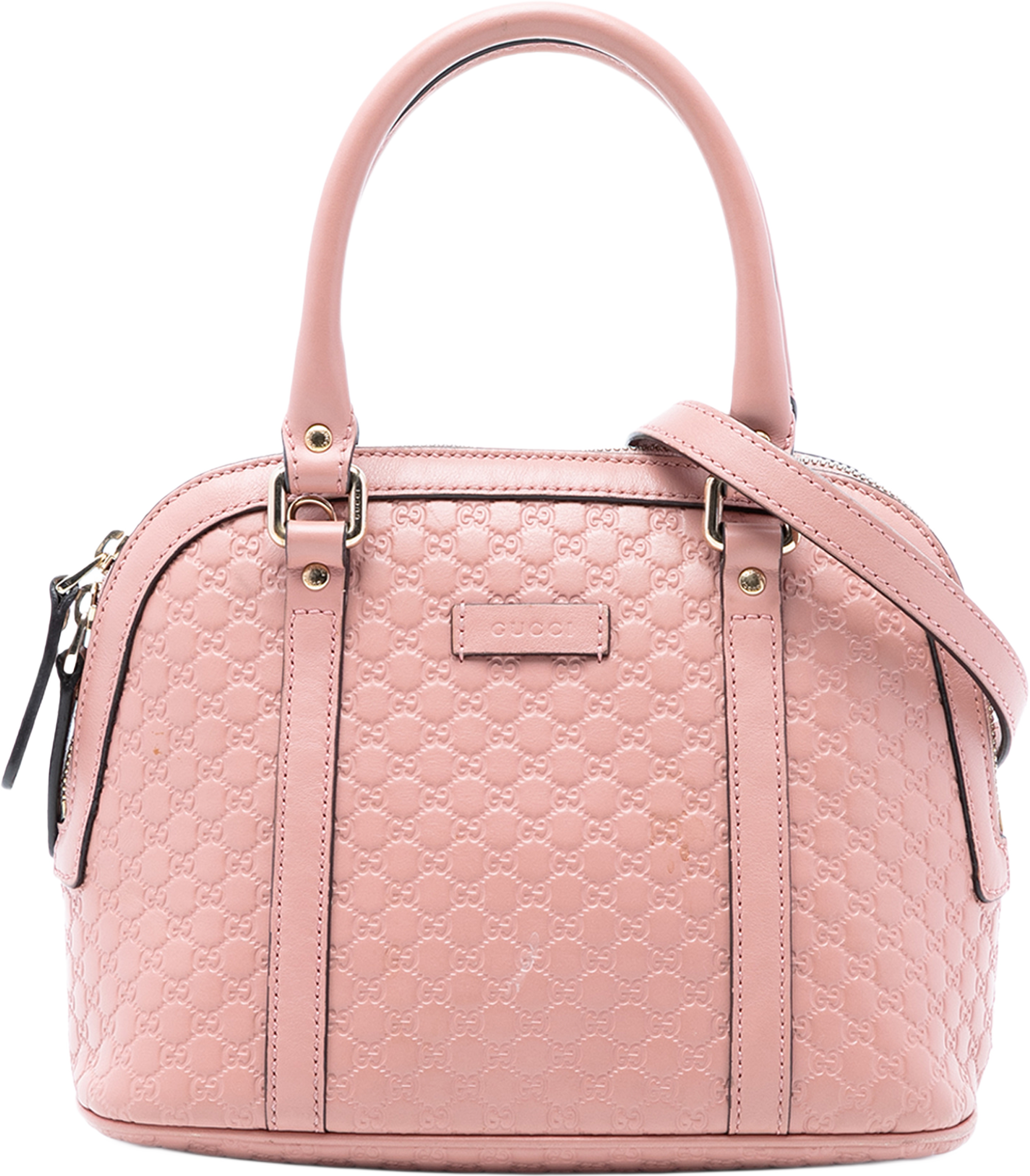 Gucci Mini Microguccissima Dome Satchel, från Luxclusif, i färgen rosa. Klicka för att öppna bilden i stort format