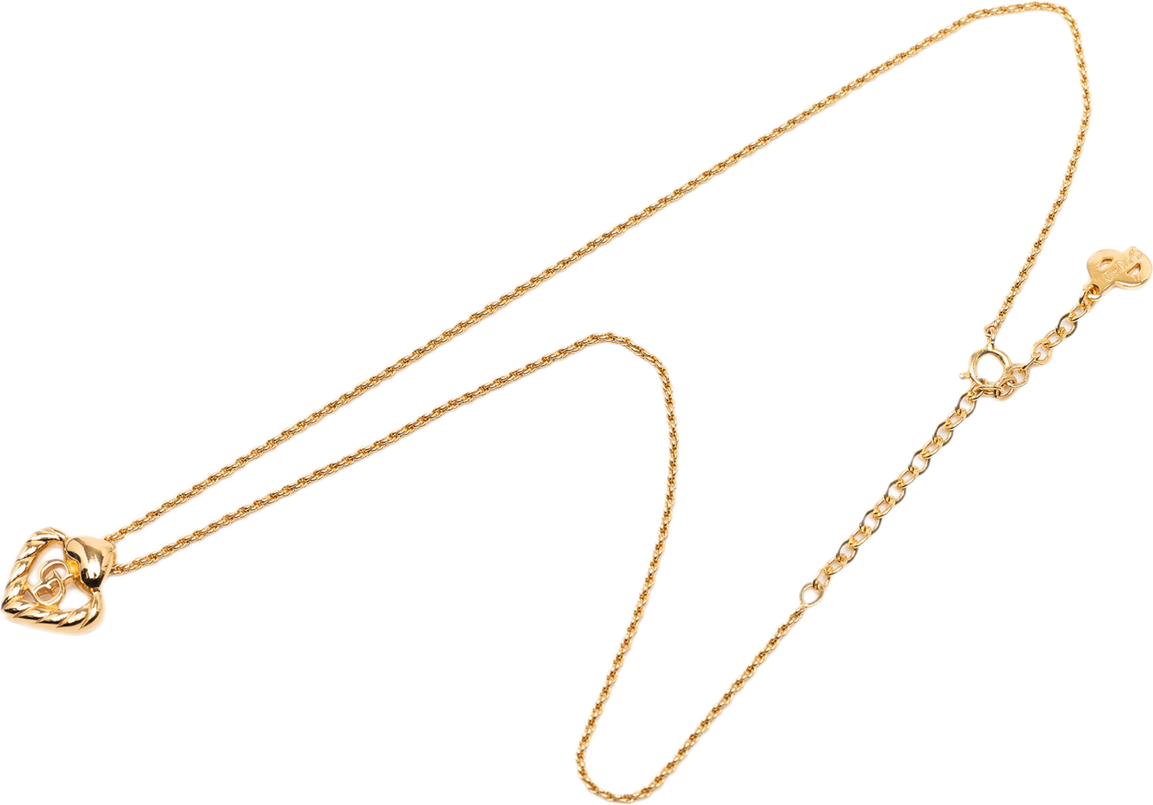 Dior Gold Plated Cd Logo Heart Necklace, från Luxclusif, i färgen gold. Klicka för att öppna bilden i stort format