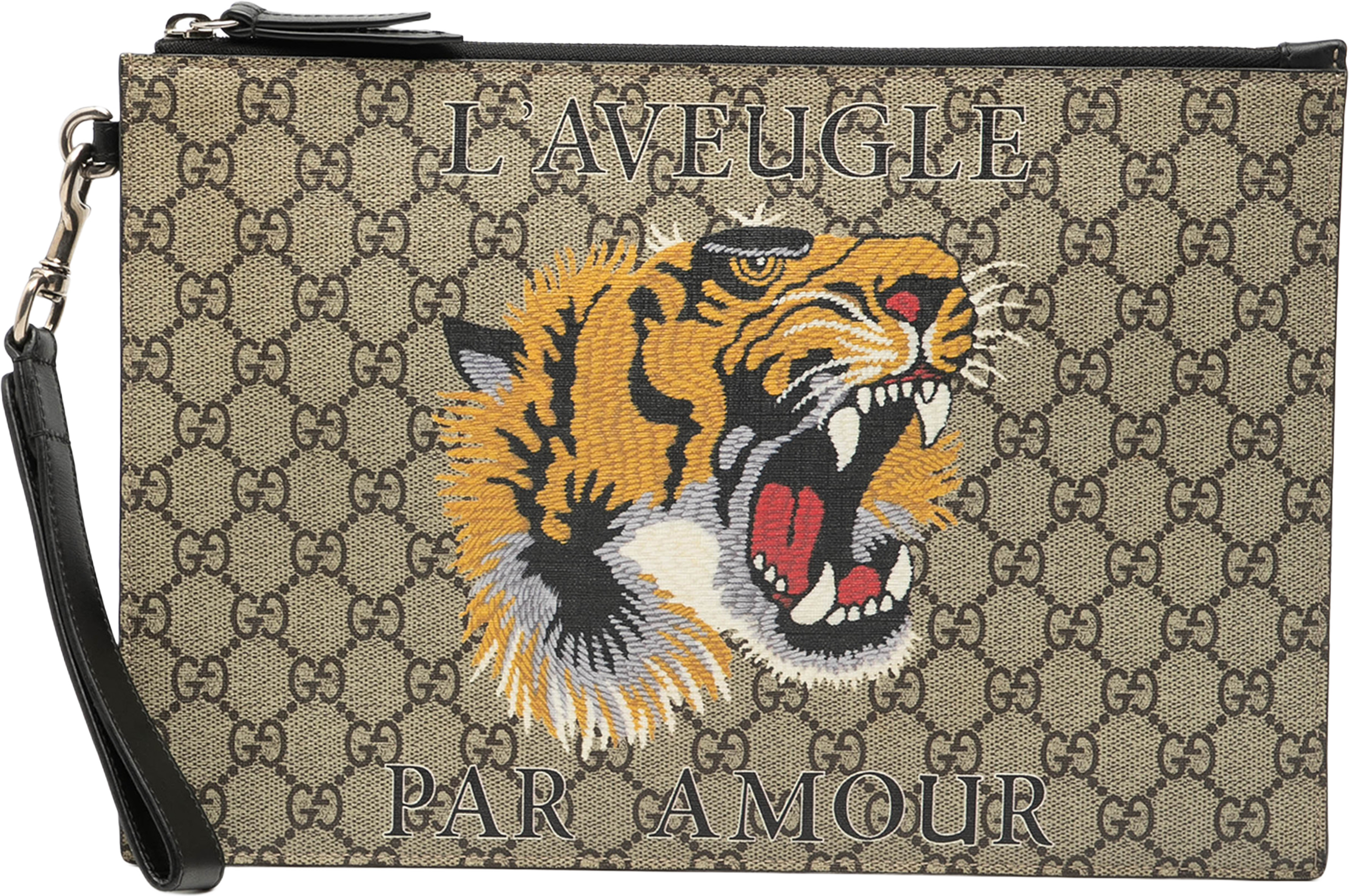 Gucci Gg Supreme Tiger Clutch, från Luxclusif, i färgen brown. Klicka för att öppna bilden i stort format