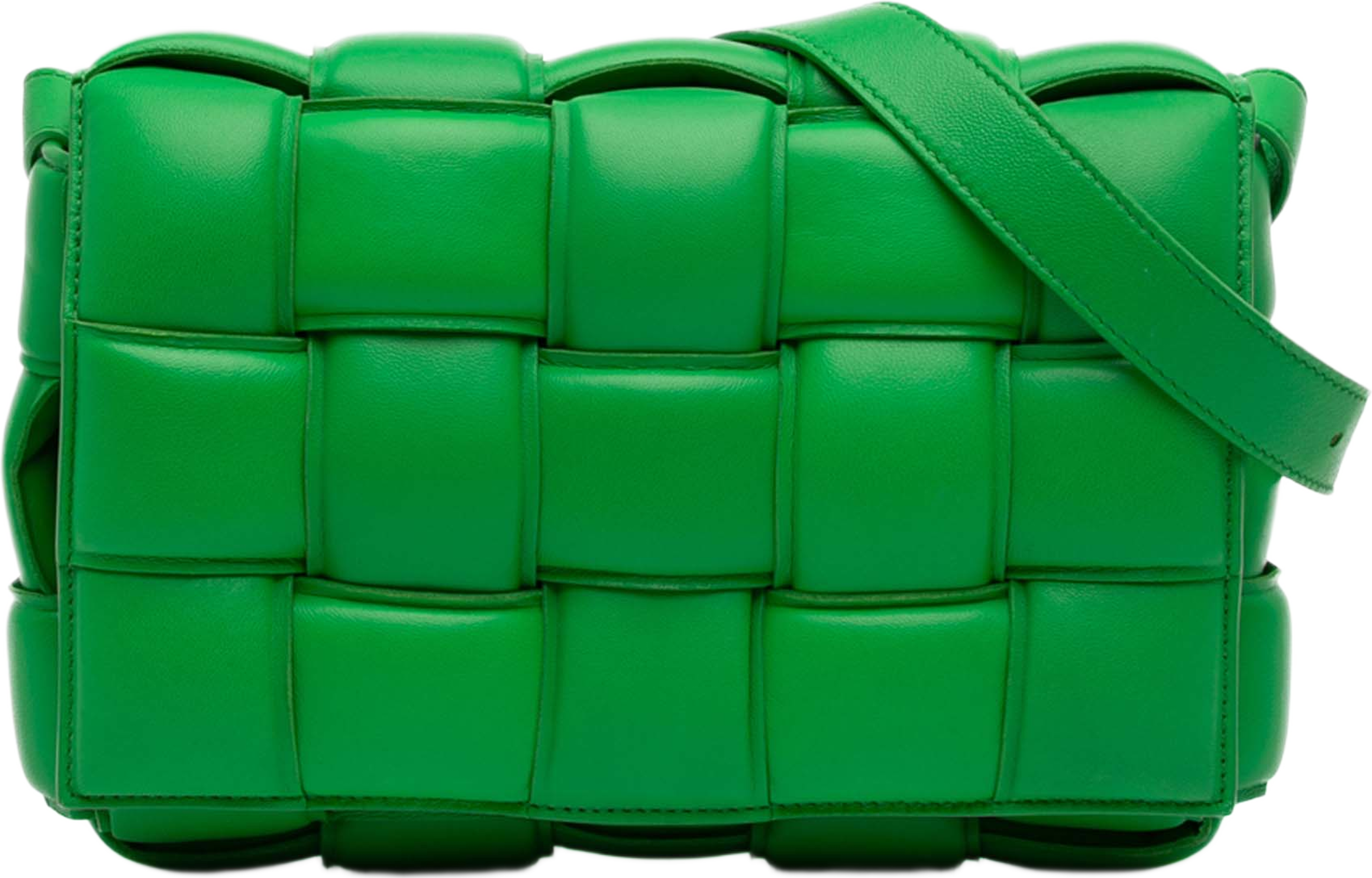 Bottega Veneta Nappa Intrecciato Padded Cassette Crossbody, från Luxclusif, i färgen green. Klicka för att öppna bilden i stort format