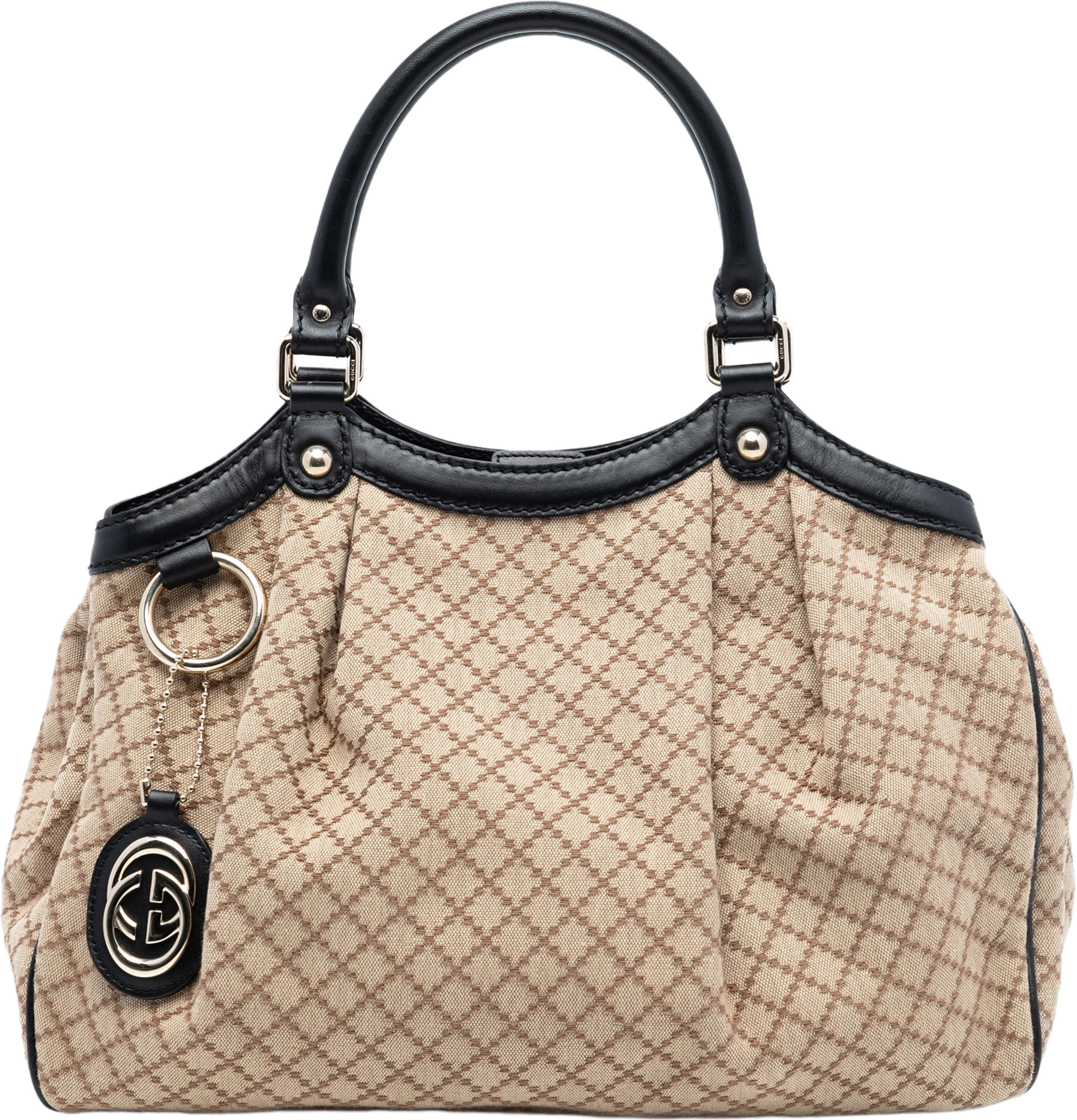 Gucci Medium Diamante Canvas Sukey Tote, från Luxclusif, i färgen beige. Klicka för att öppna bilden i stort format