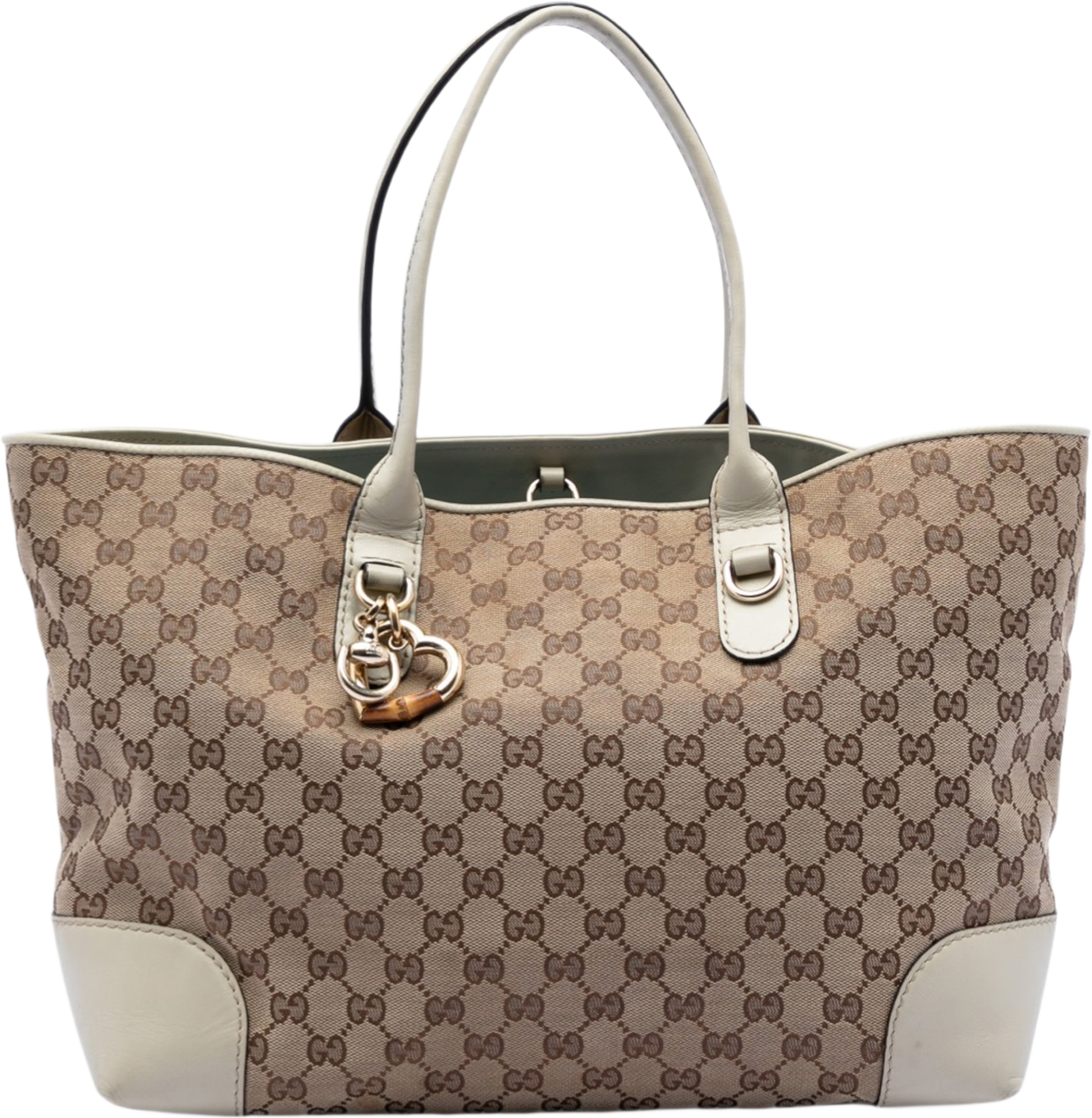 Gucci Gg Canvas Heart Bit Tote, från Luxclusif, i färgen beige. Klicka för att öppna bilden i stort format