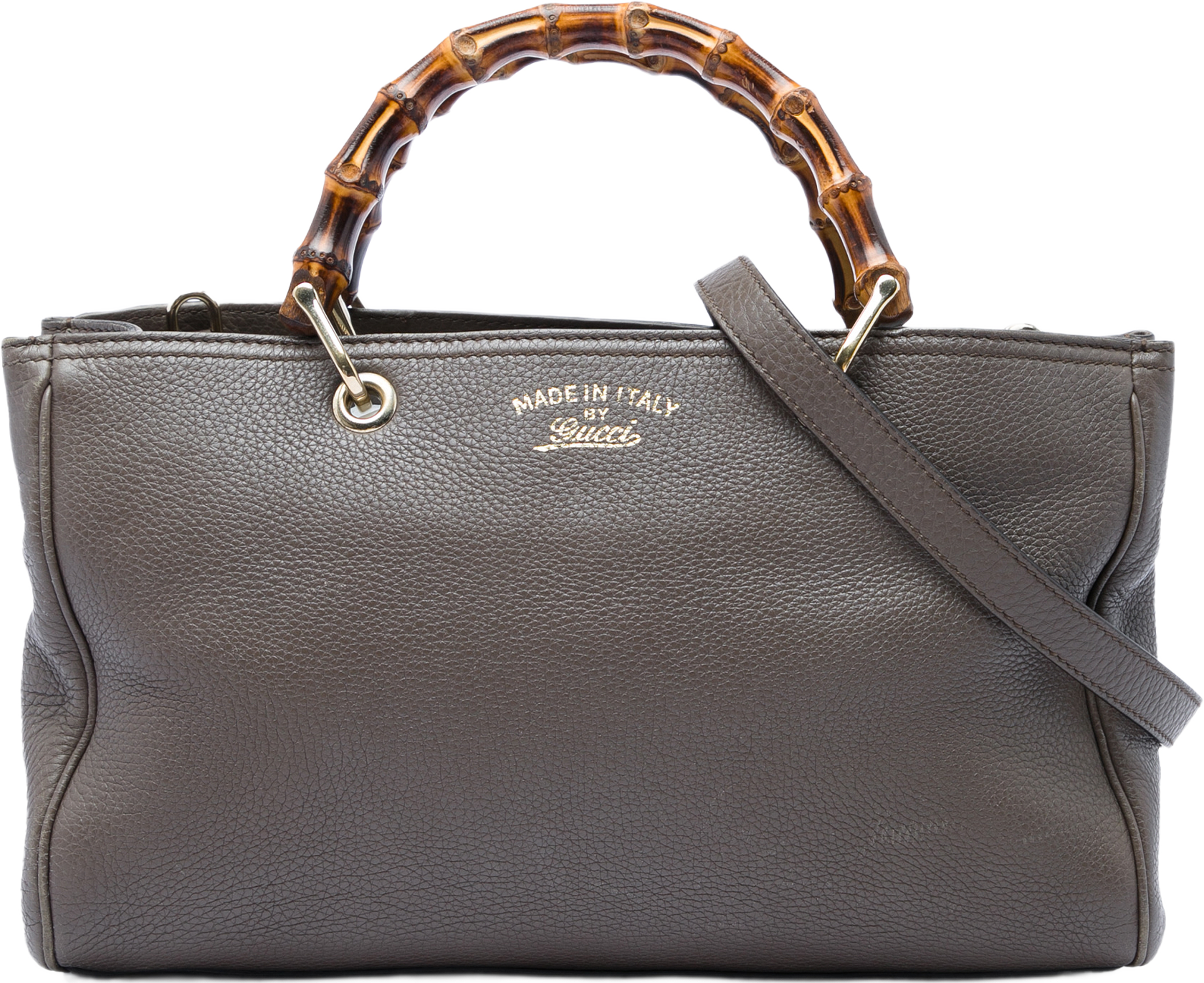 Gucci Medium Calfskin Bamboo Shopper Satchel, från Luxclusif, i färgen brun. Klicka för att öppna bilden i stort format