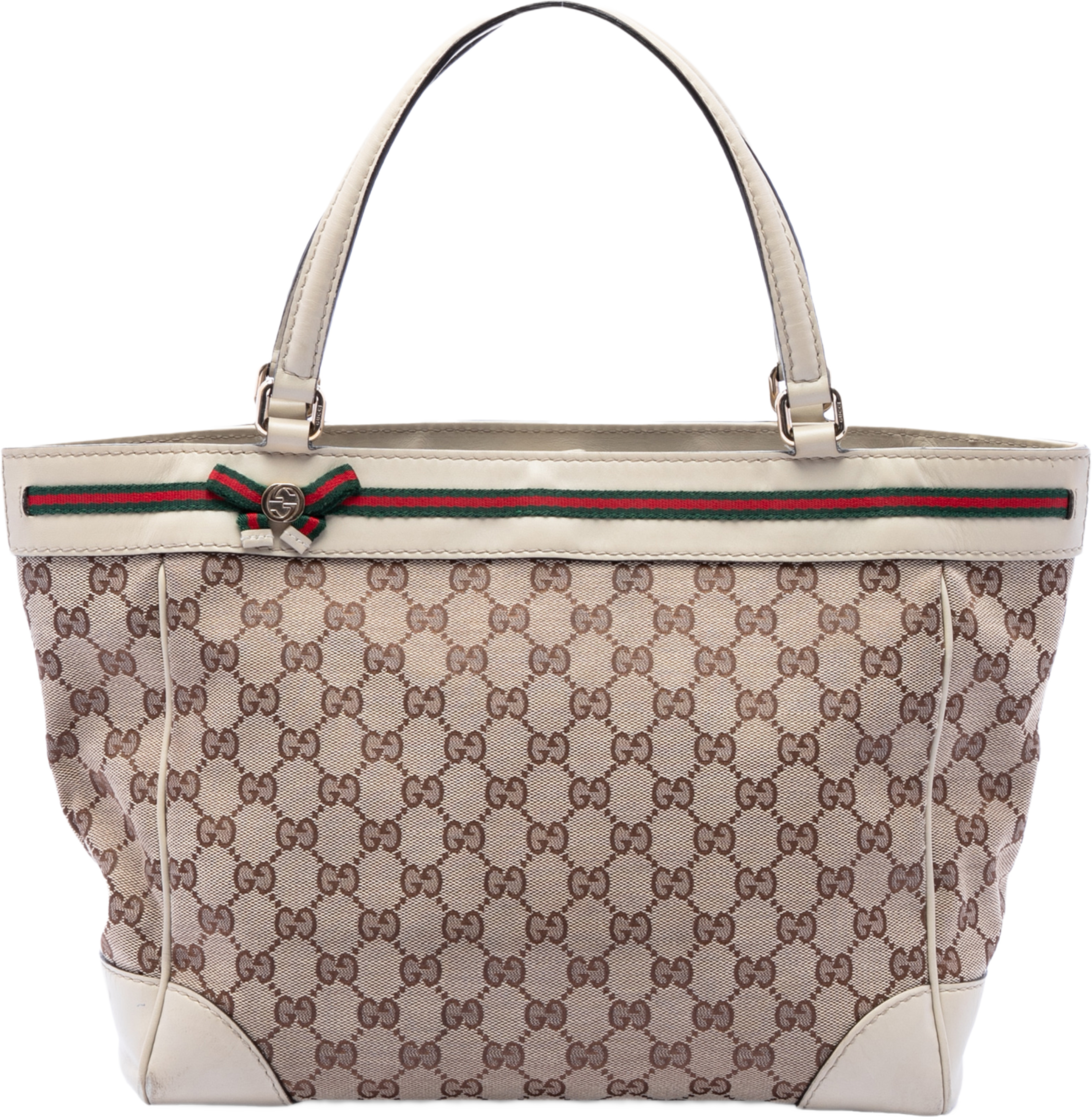 Gucci Gg Canvas Web Mayfair Tote, från Luxclusif, i färgen vit. Klicka för att öppna bilden i stort format