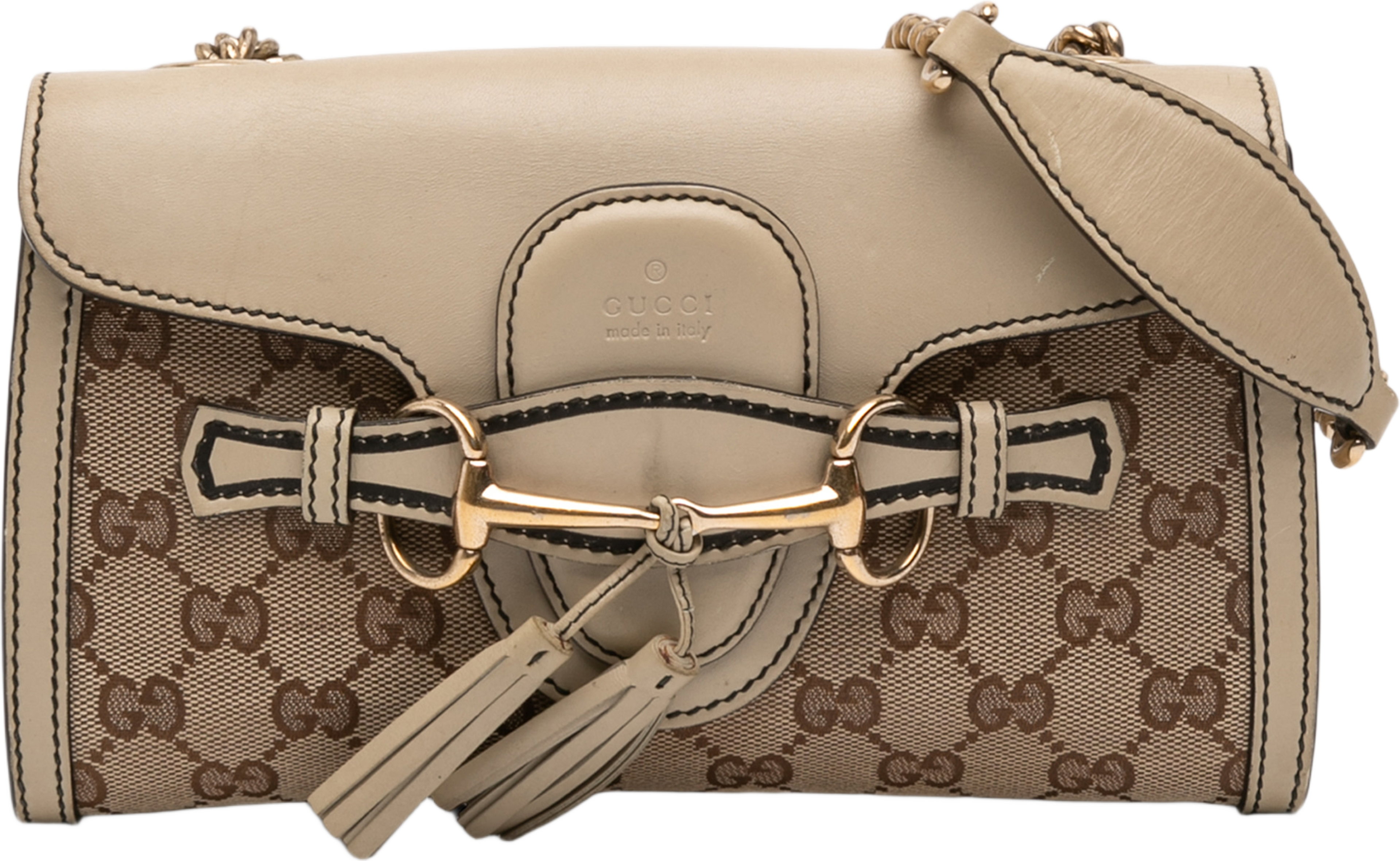 Gucci Mini Gg Canvas Emily Crossbody, från Luxclusif, i färgen beige. Klicka för att öppna bilden i stort format