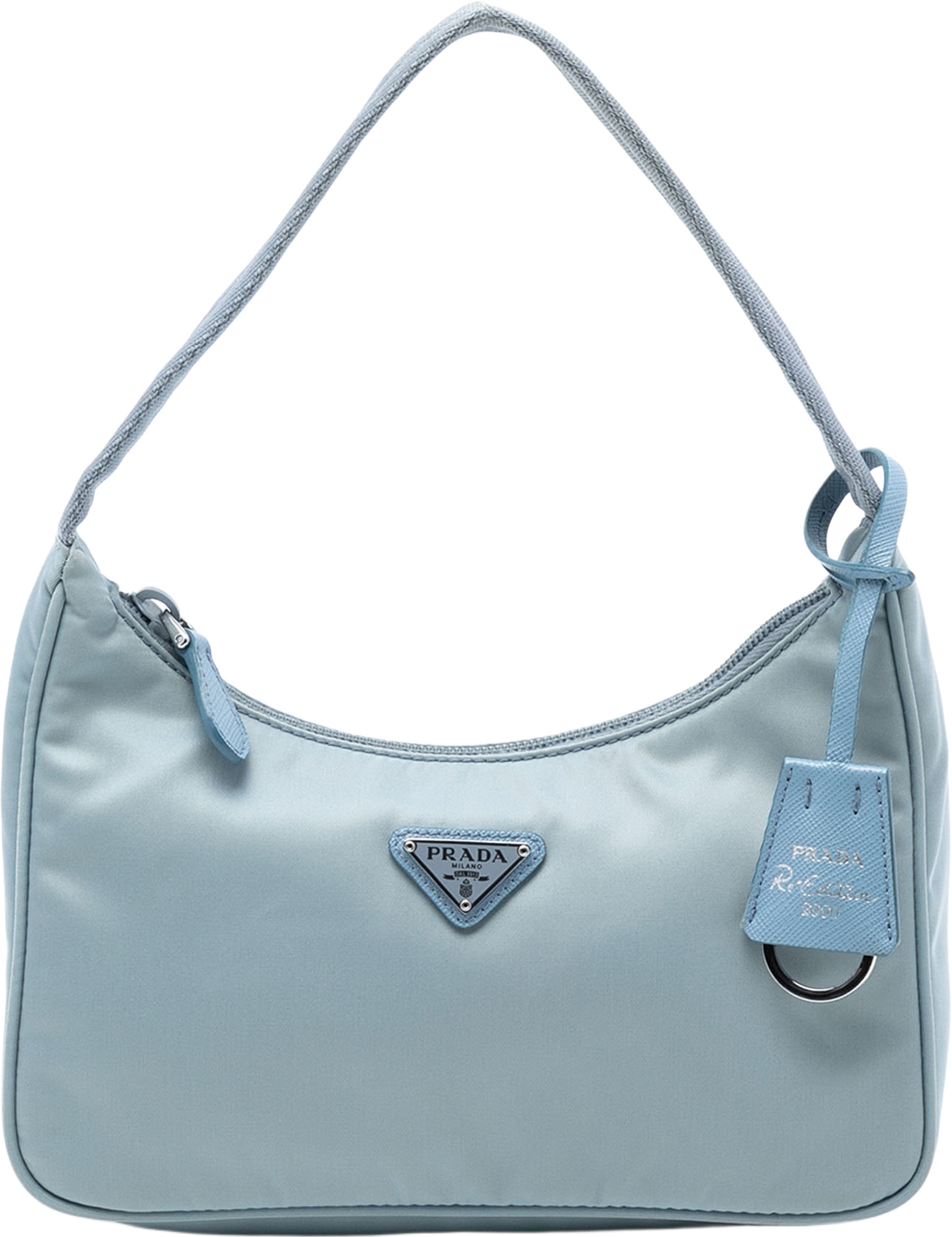 Prada Tessuto Re Edition 2000 Shoulder Bag, från Luxclusif, i färgen light blue. Klicka för att öppna bilden i stort format