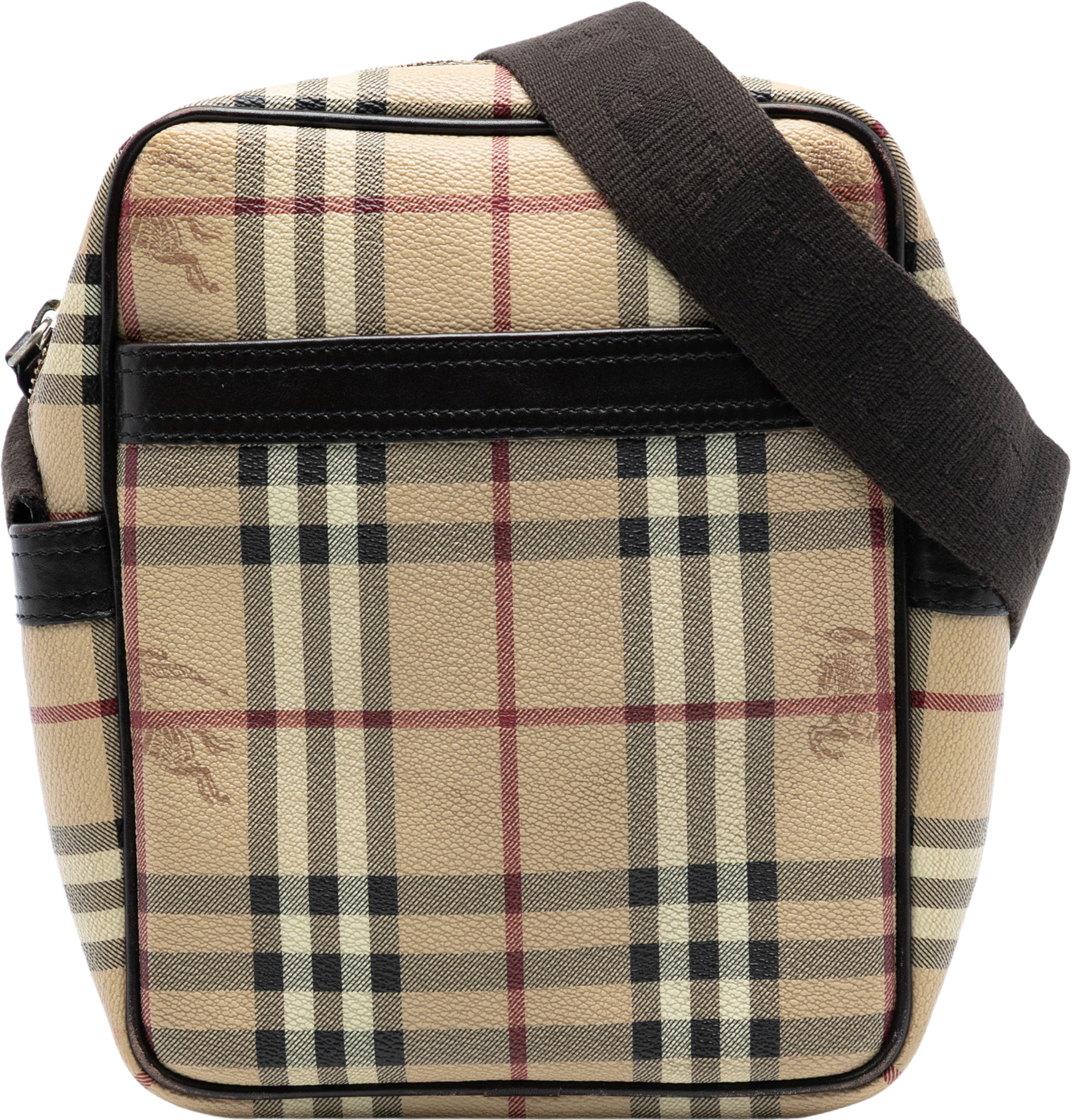 Burberry Haymarket Check Coated Canvas Crossbody, från Luxclusif, i färgen beige. Klicka för att öppna bilden i stort format