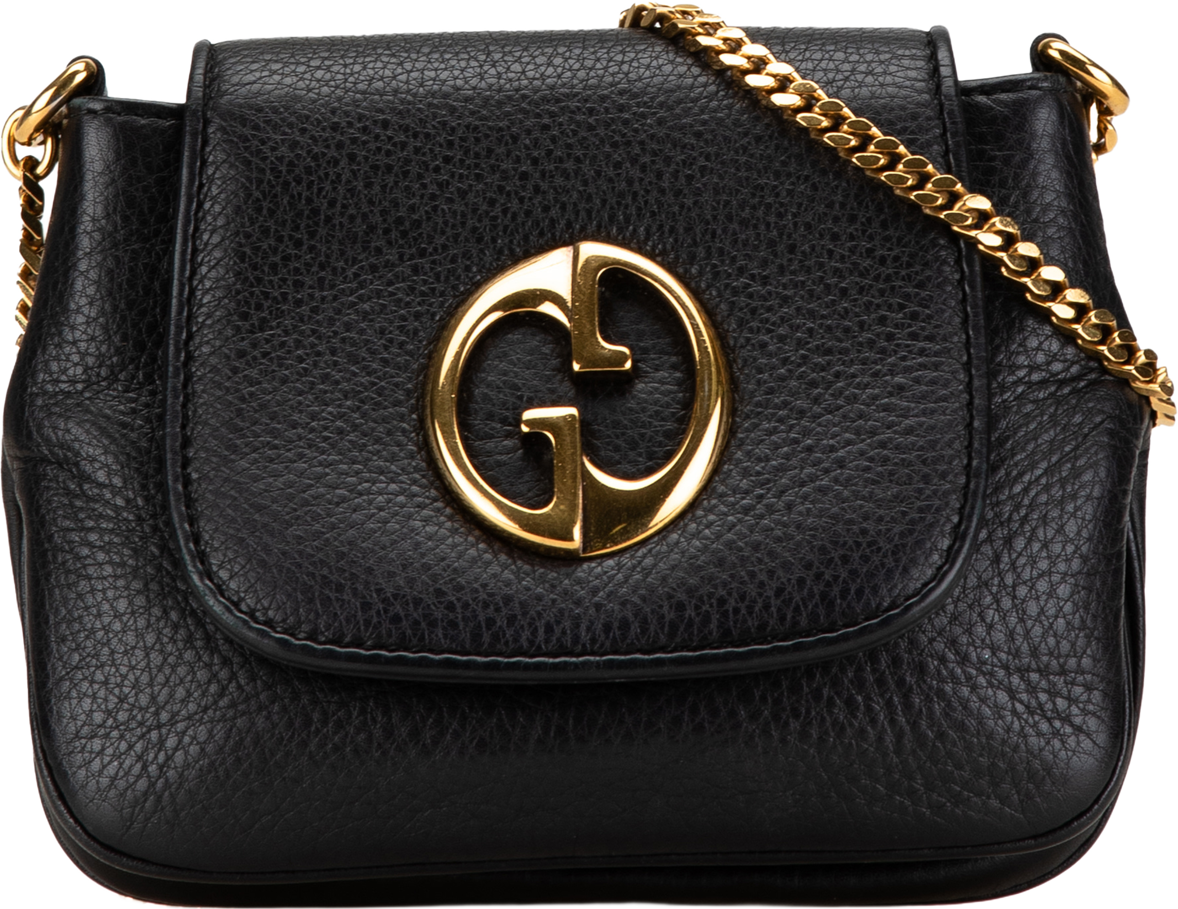 Gucci Small Leather 1973 Chain Crossbody, från Luxclusif, i färgen black. Klicka för att öppna bilden i stort format