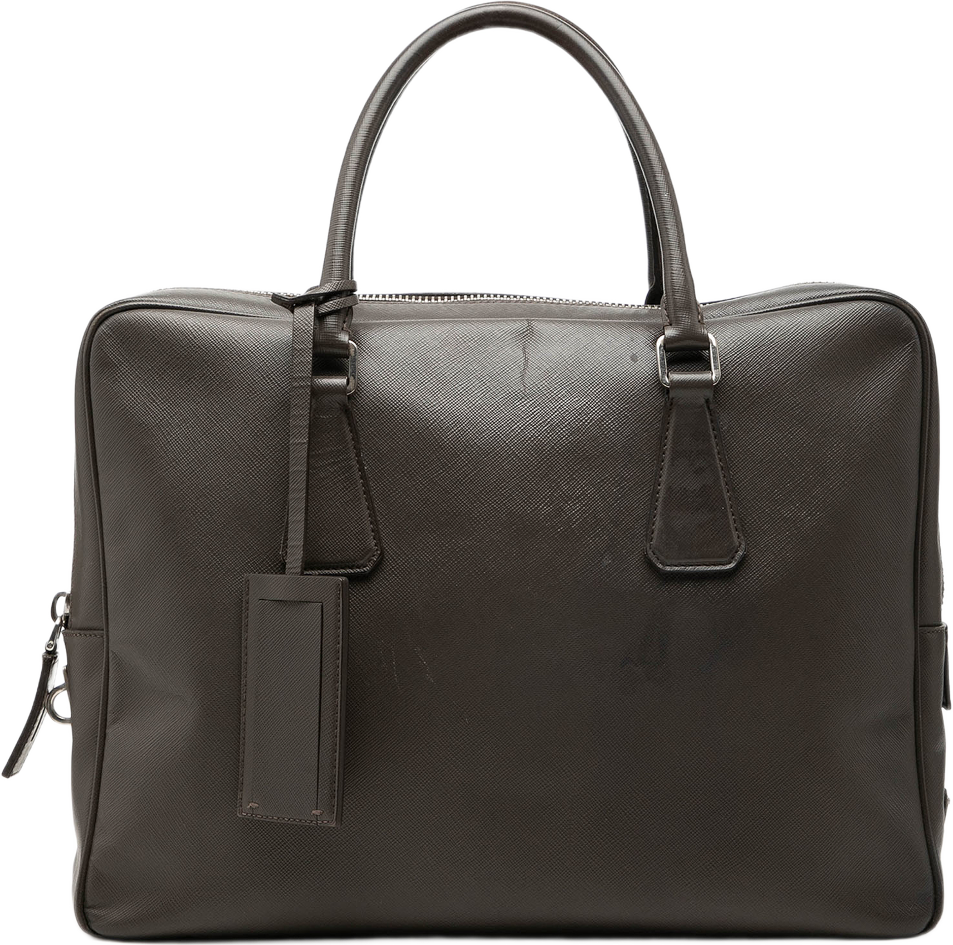 Prada Saffiano Business Bag, från Luxclusif, i färgen grå. Klicka för att öppna bilden i stort format