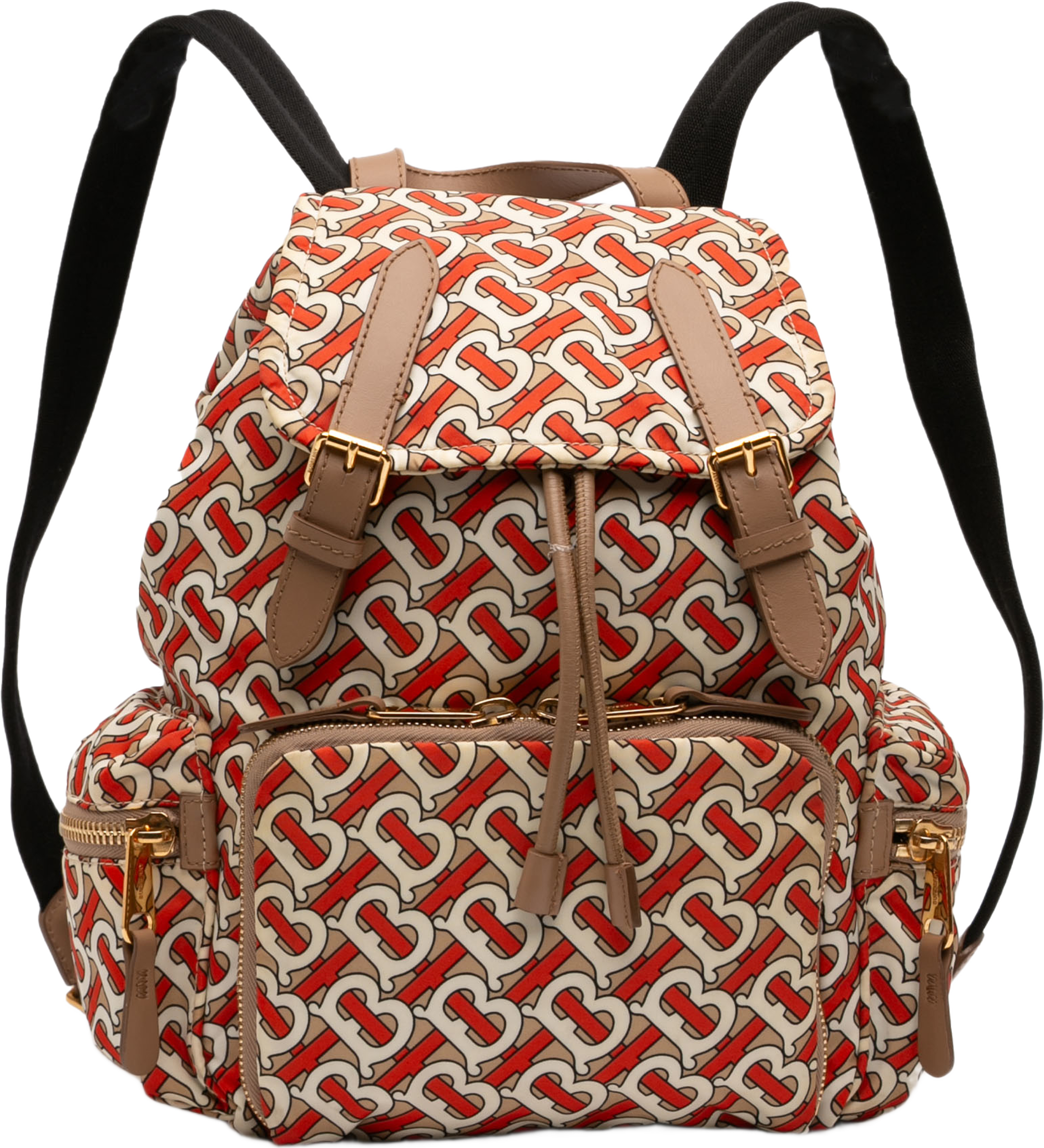 Burberry Medium Tb Monogram Nylon Backpack, från Luxclusif, i färgen brun. Klicka för att öppna bilden i stort format